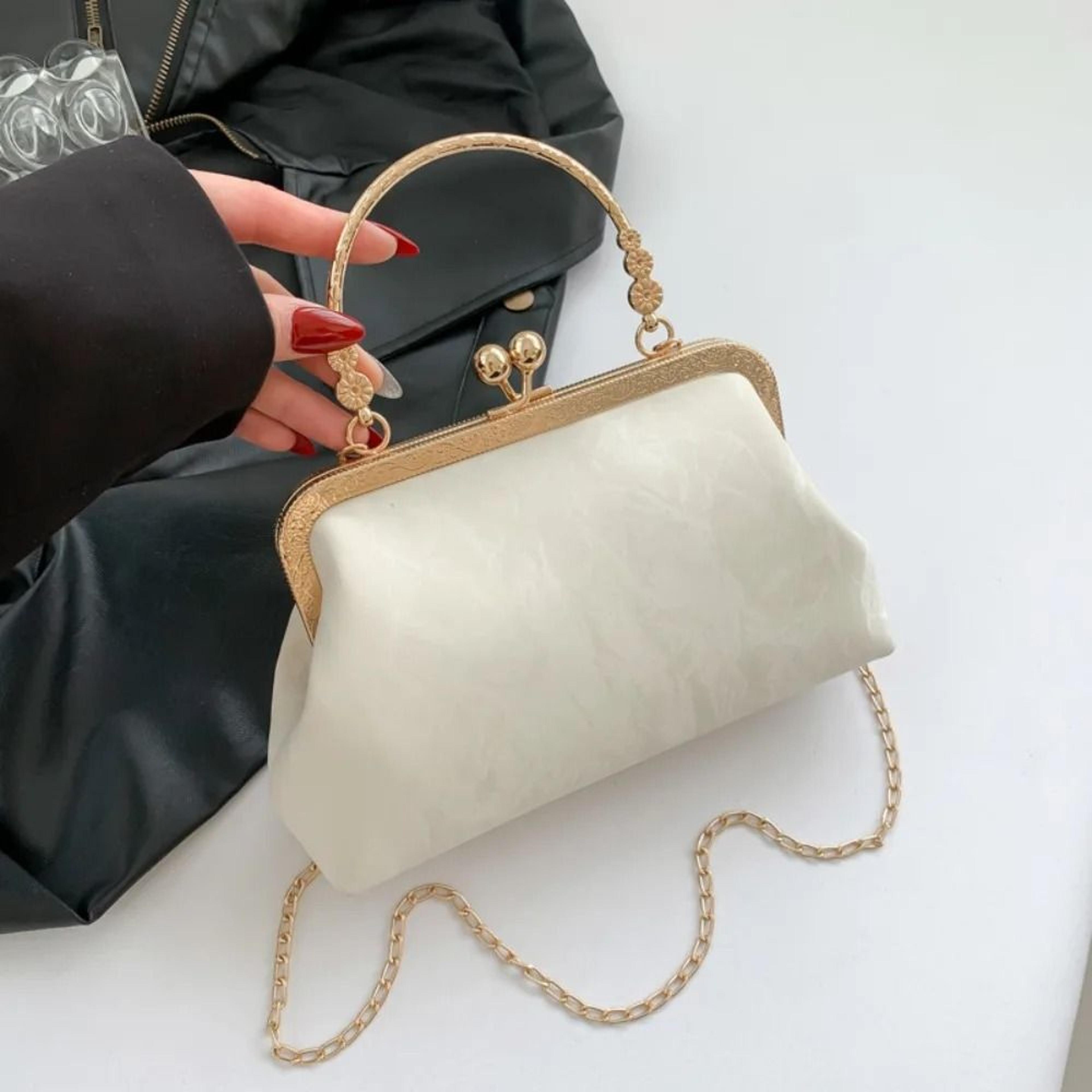 vintage french gold velvet evening clutch