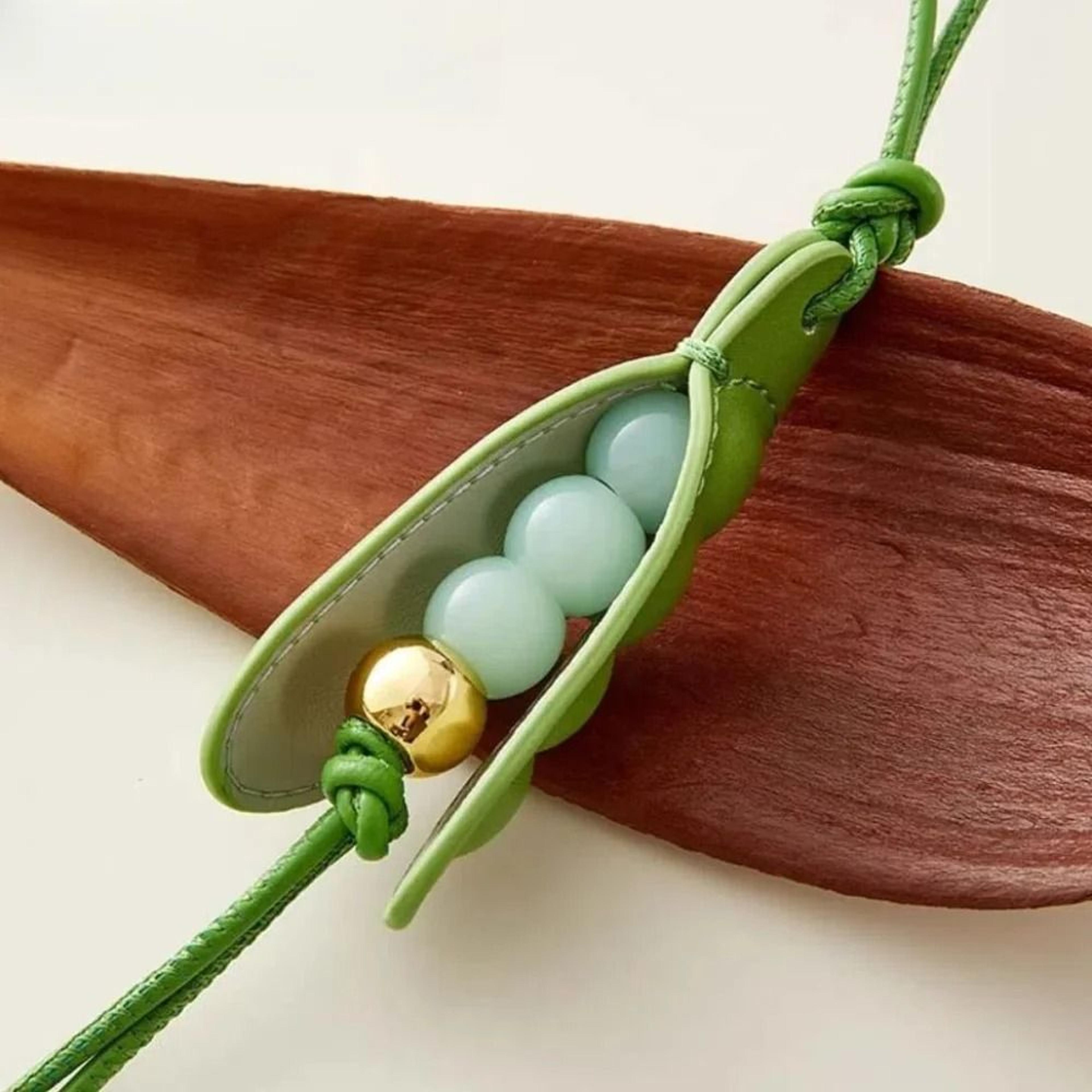 handmade high end green pea leather pendant
