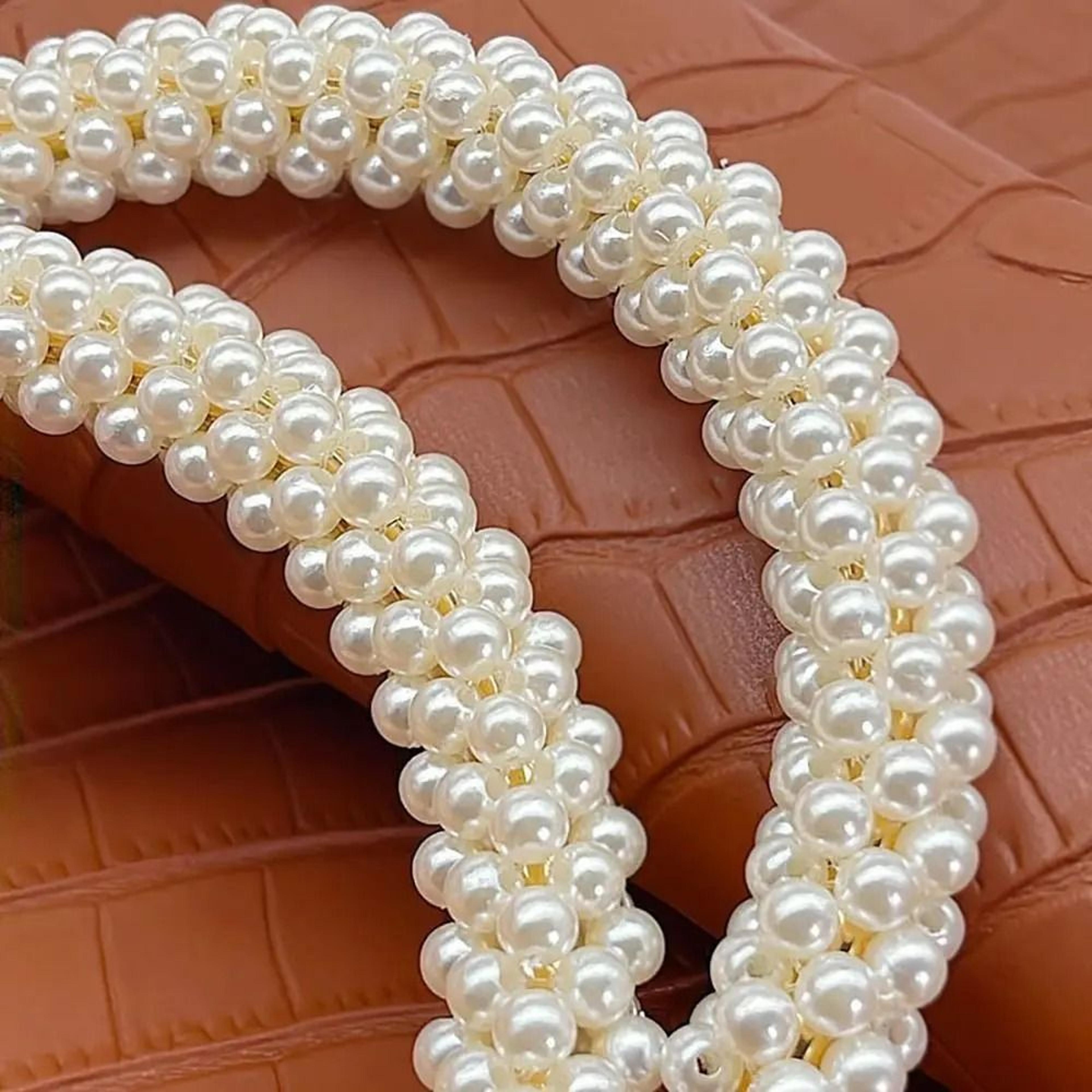 diy exquisite pearl and beaded round bag handle