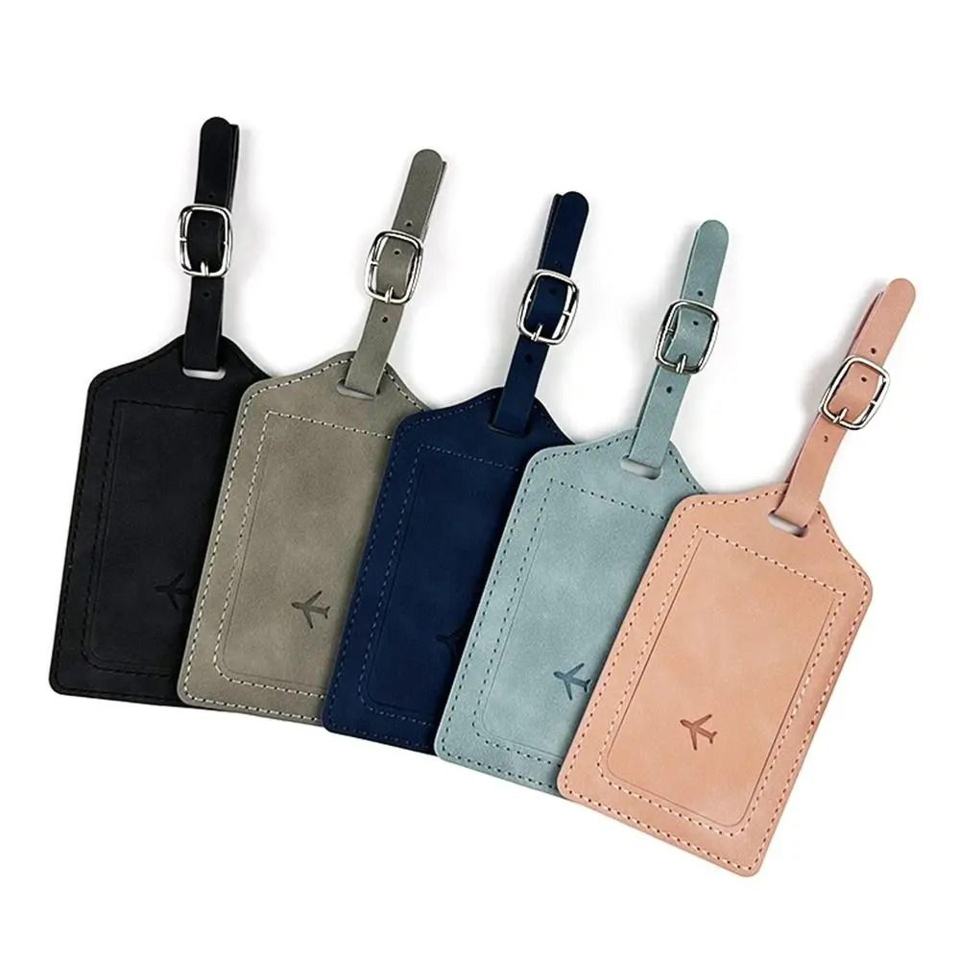 portable leather luggage and suitcase id tag