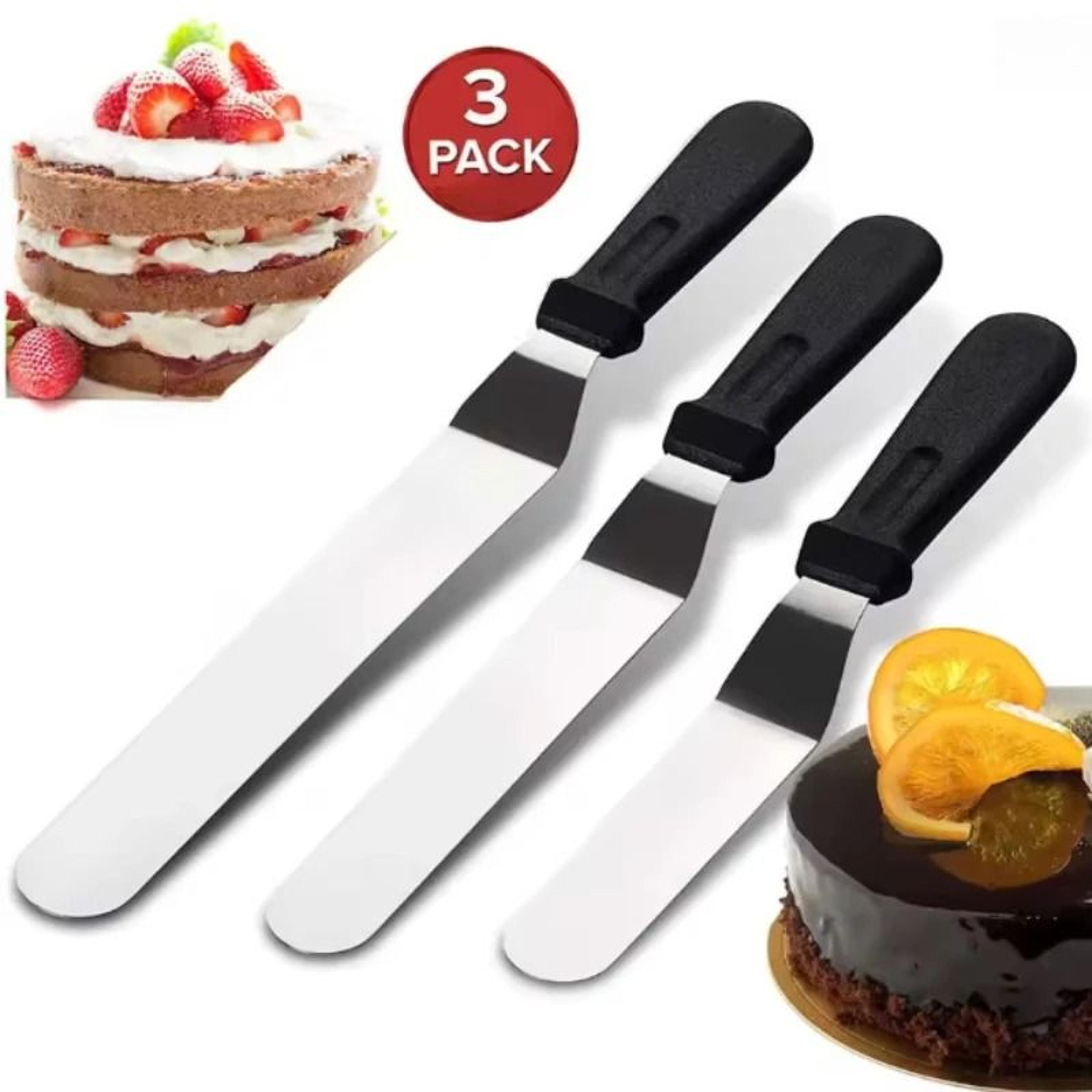 3 piece stainless steel offset cake spatula set