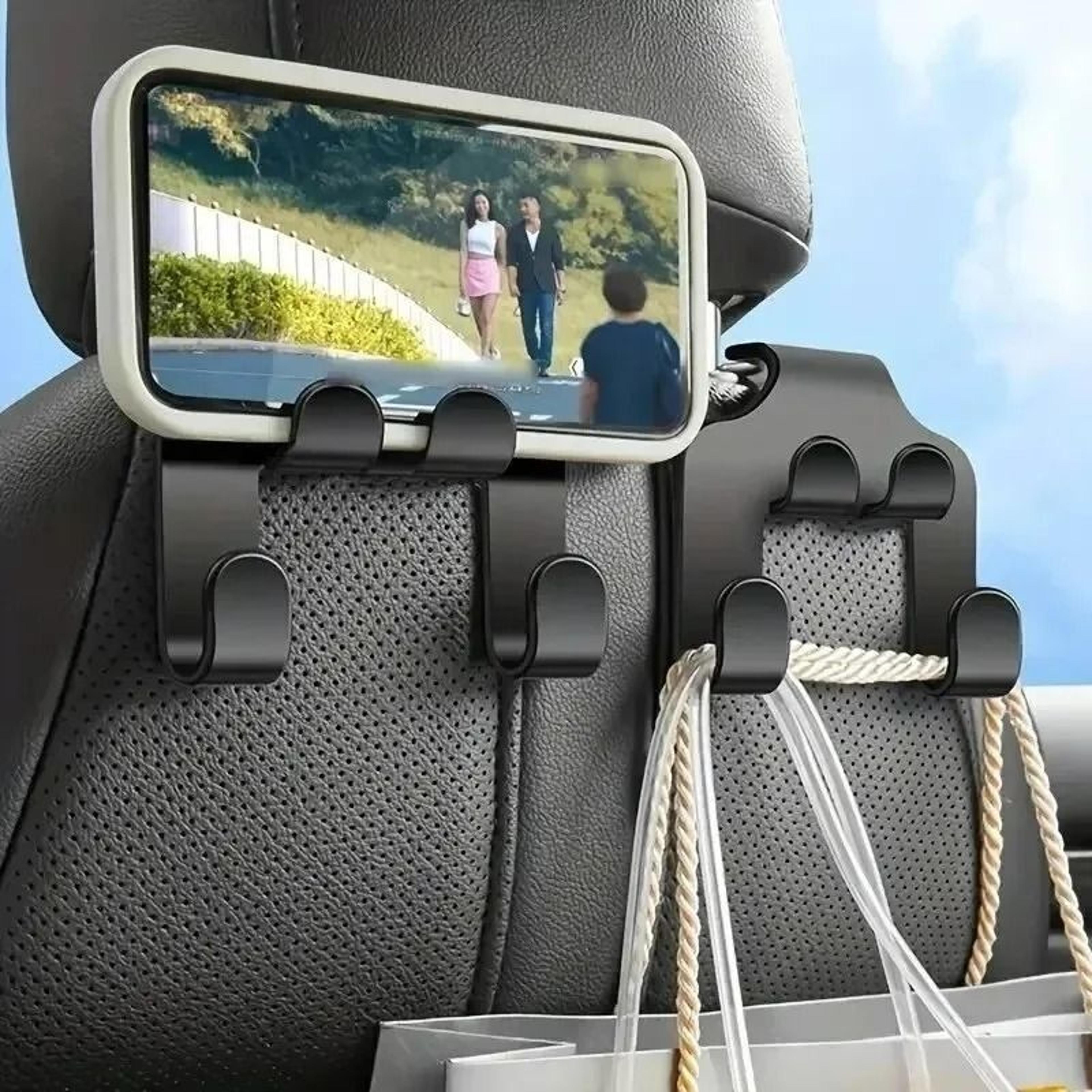 2-in-1 universal car back seat phone holder and storage hook
