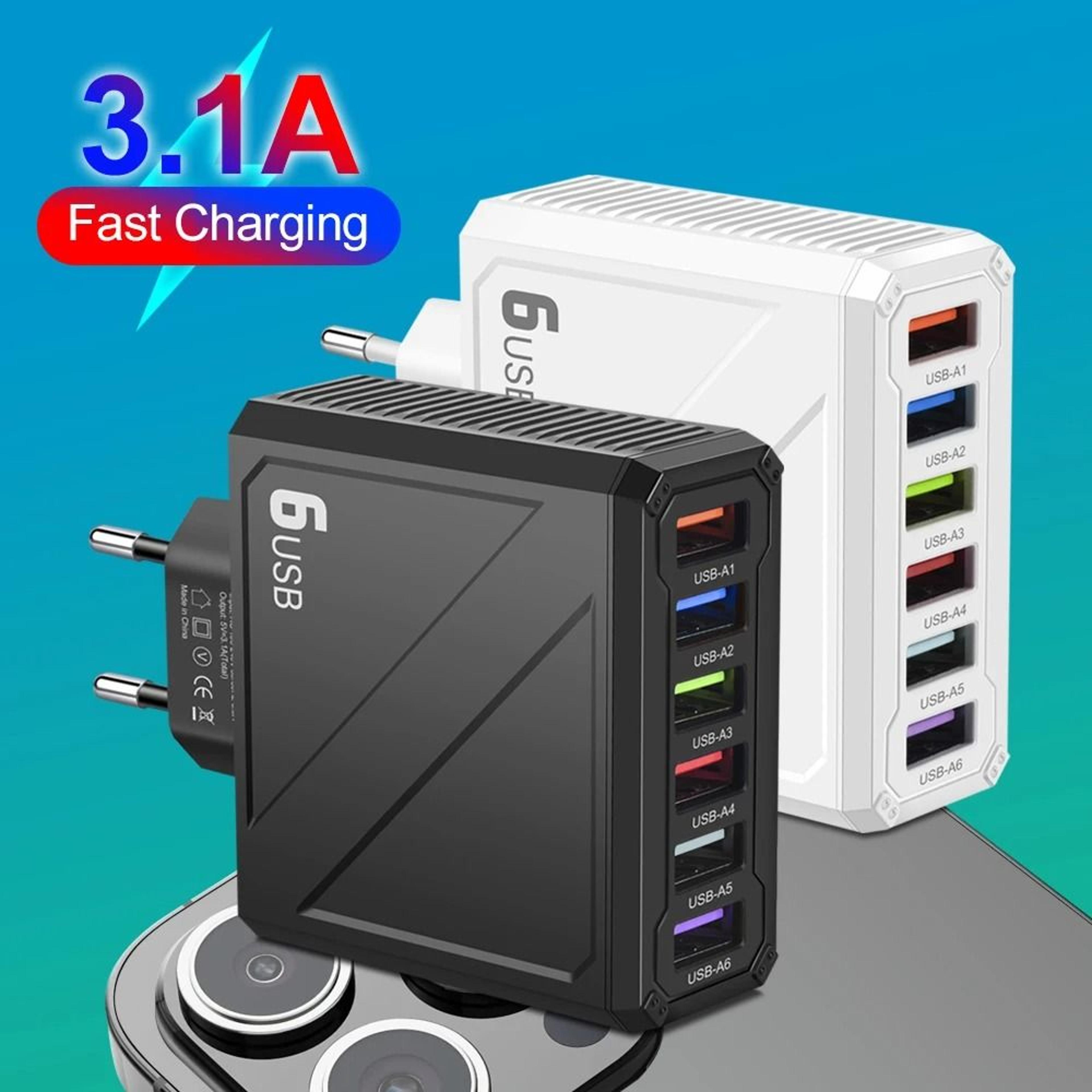 6 port high capacity universal usb wall charger