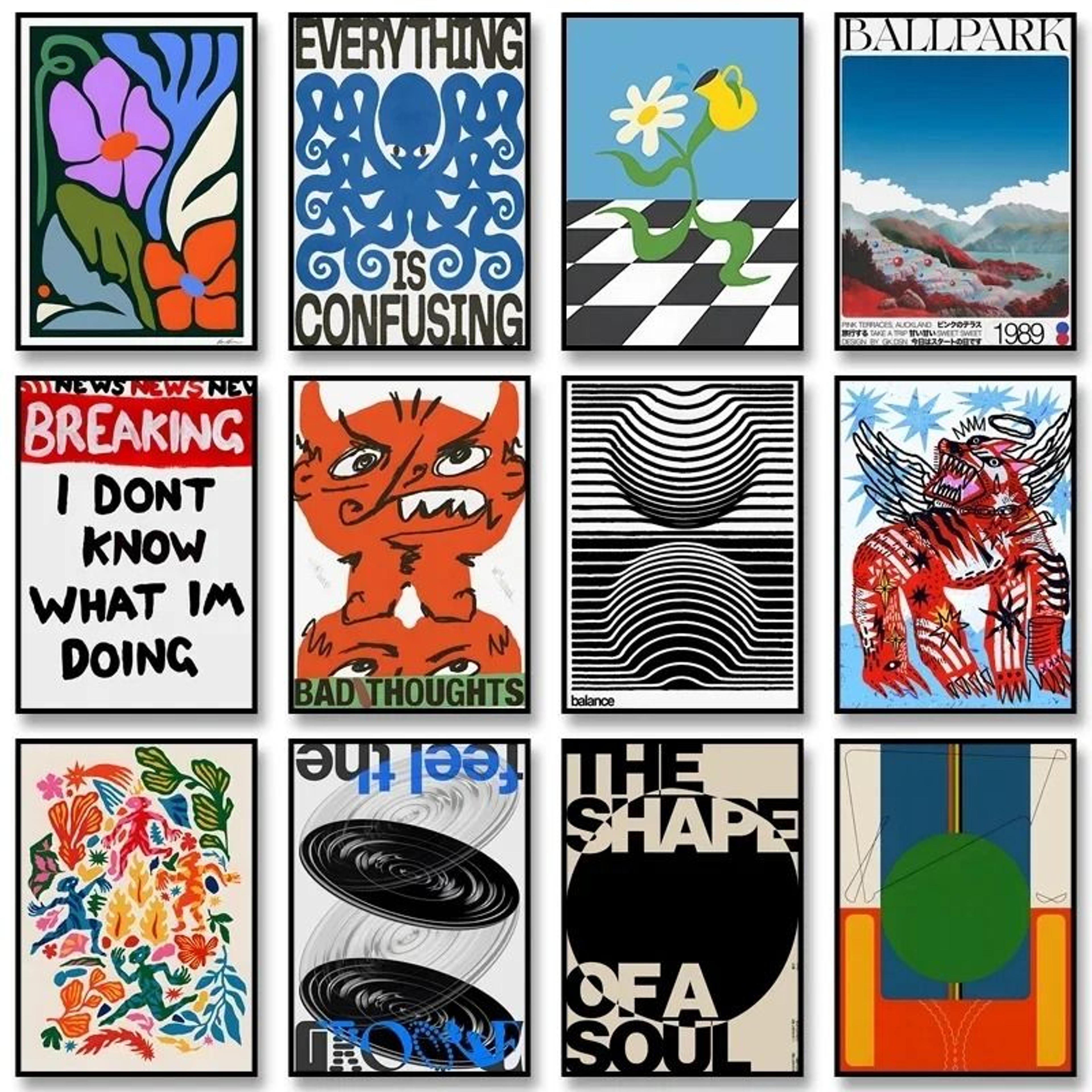 retro abstract "nourishing soul" classic wall art