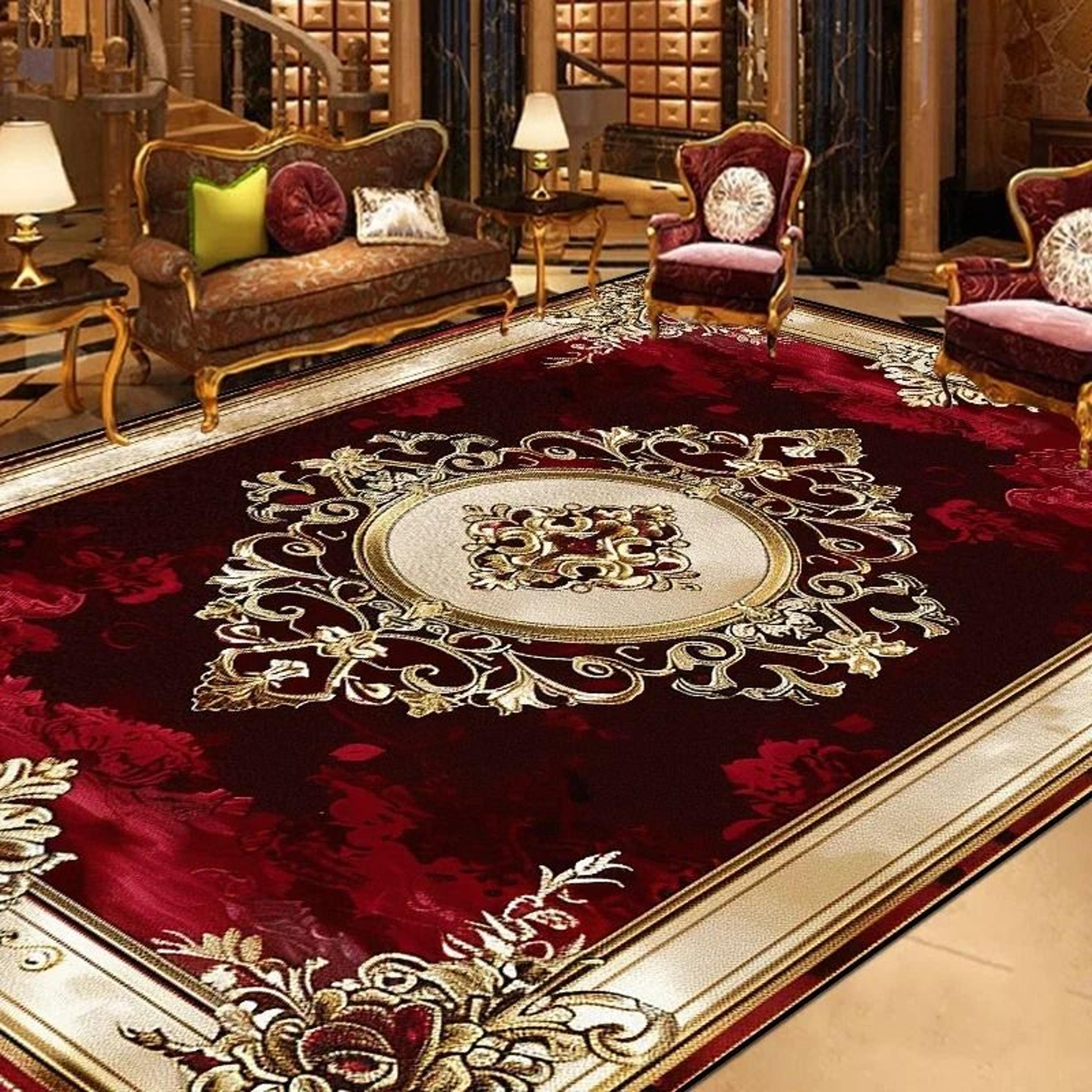 gorgeous retro european architectural area rug