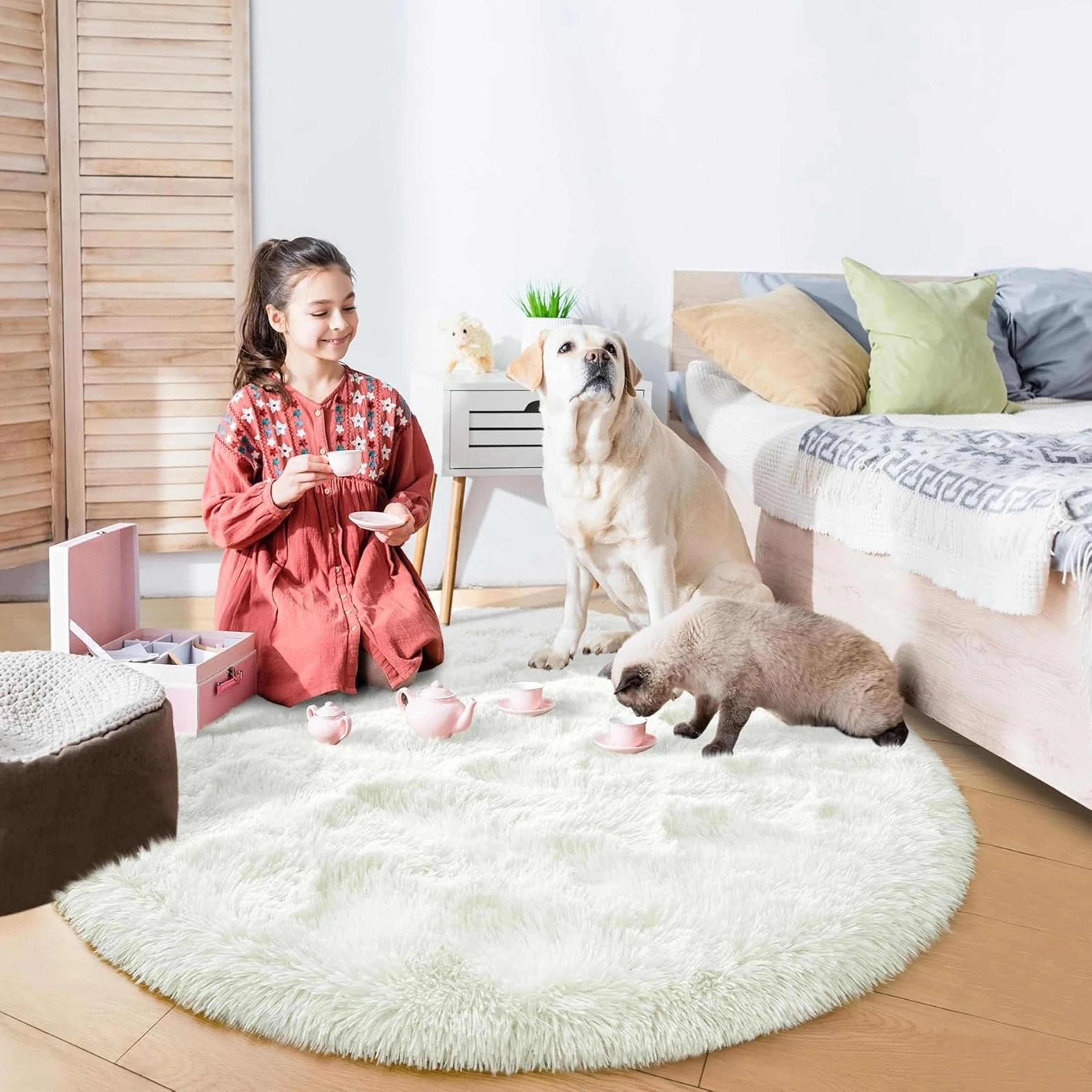 ultra-soft shaggy round plush onyx rug