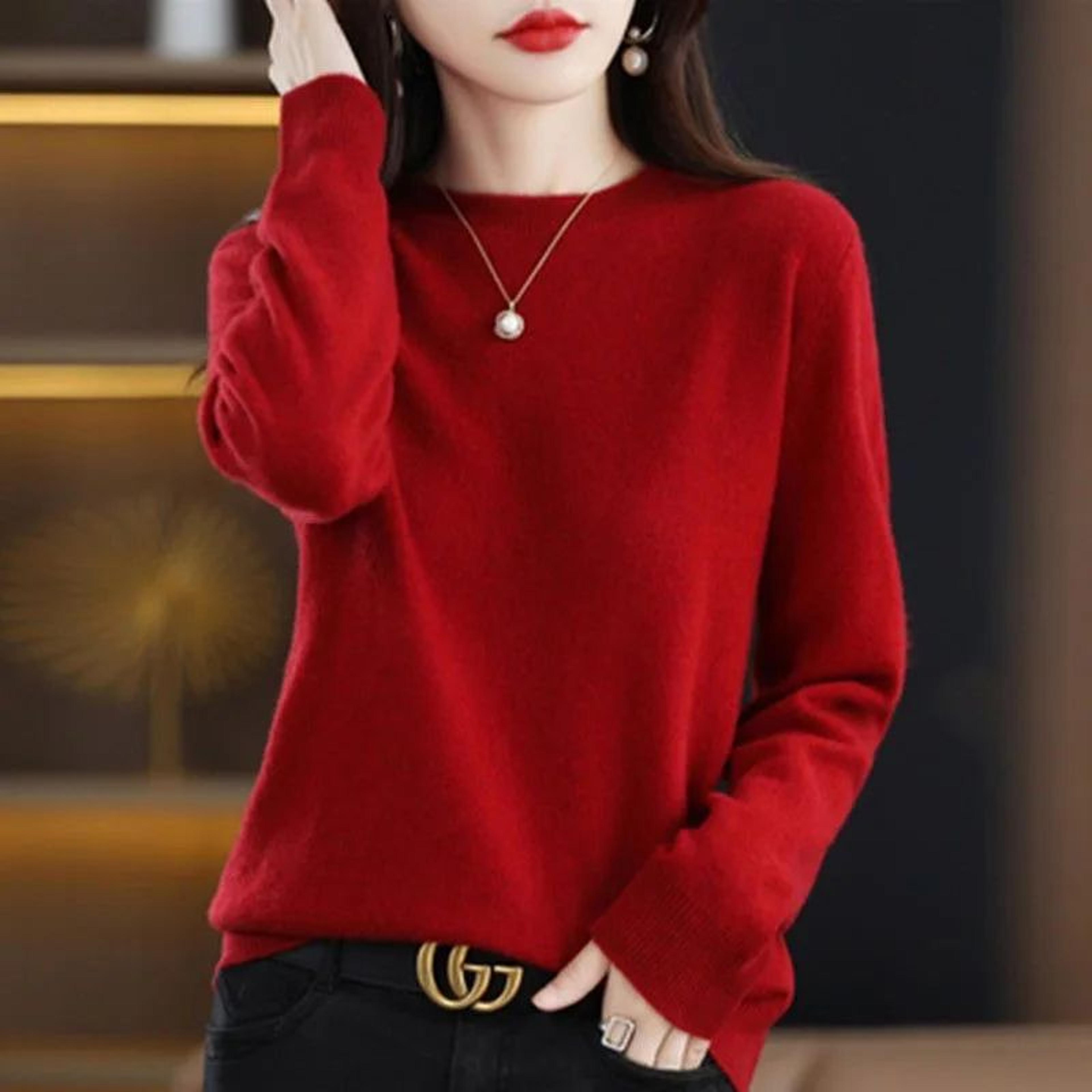womens cozy knit pullover sweater for autumn and winter