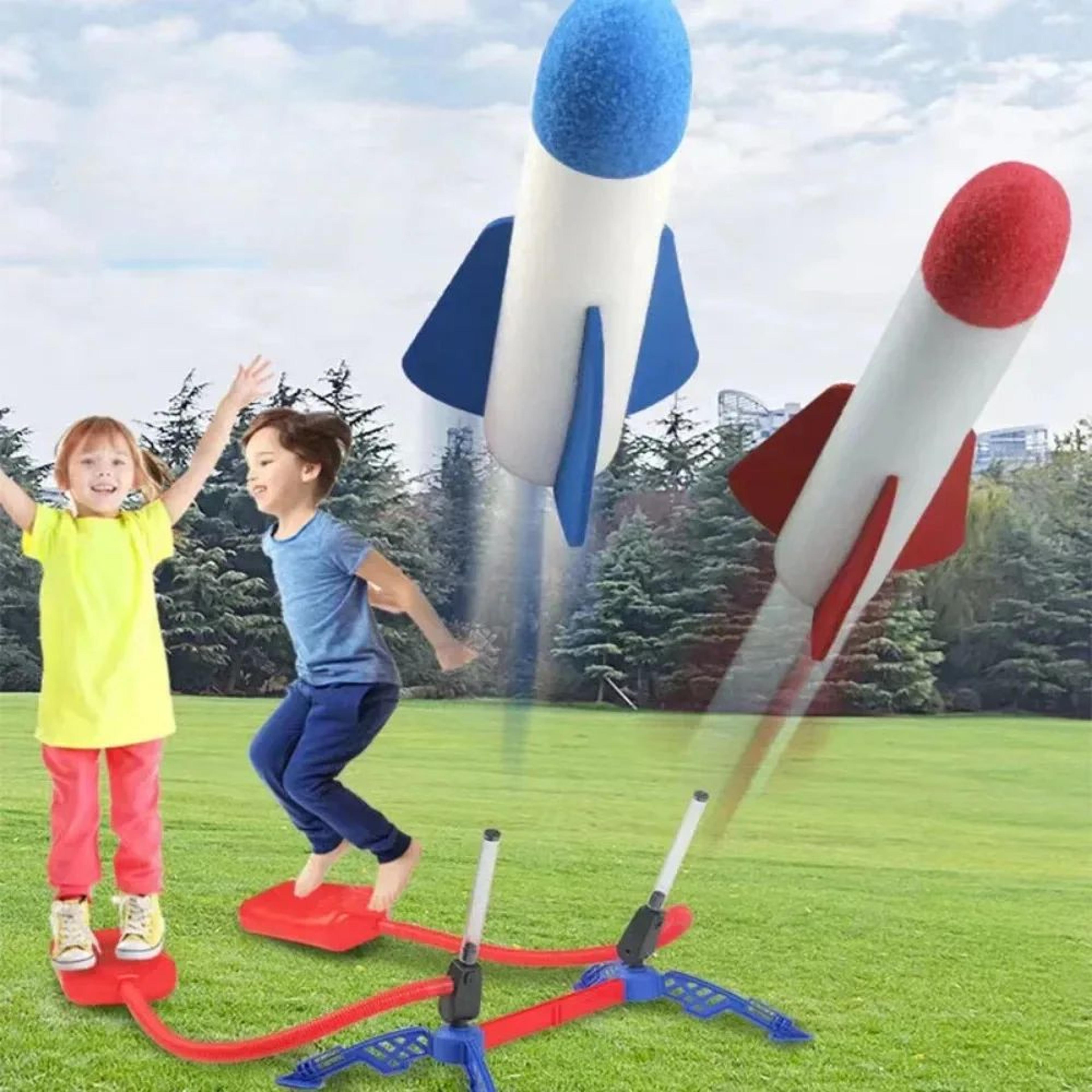 kids foam rocket launcher toy with air pump and launch pad