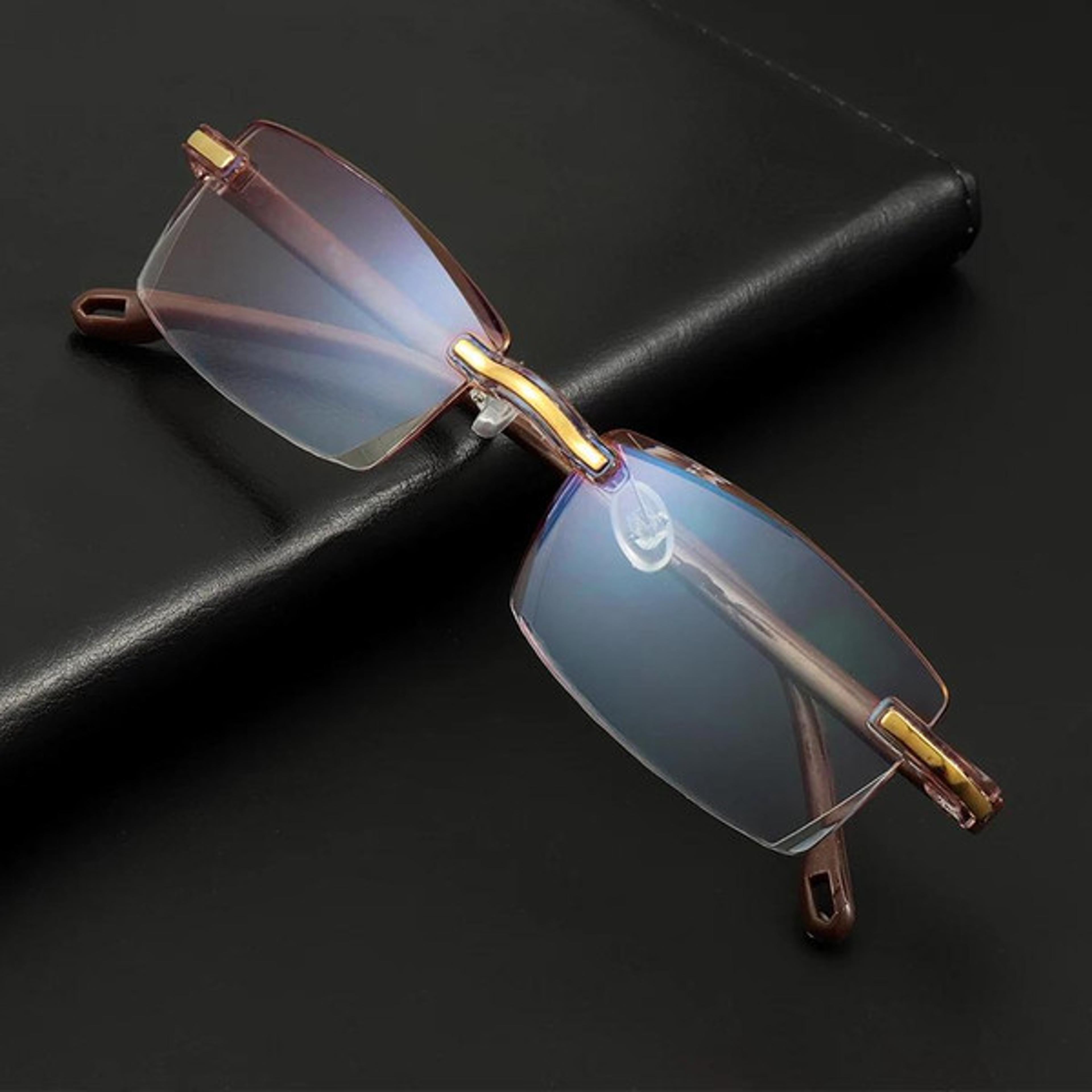 elegant vision enhancement - rimless anti-blue light presbyopic reading glasses for reduced eye strain