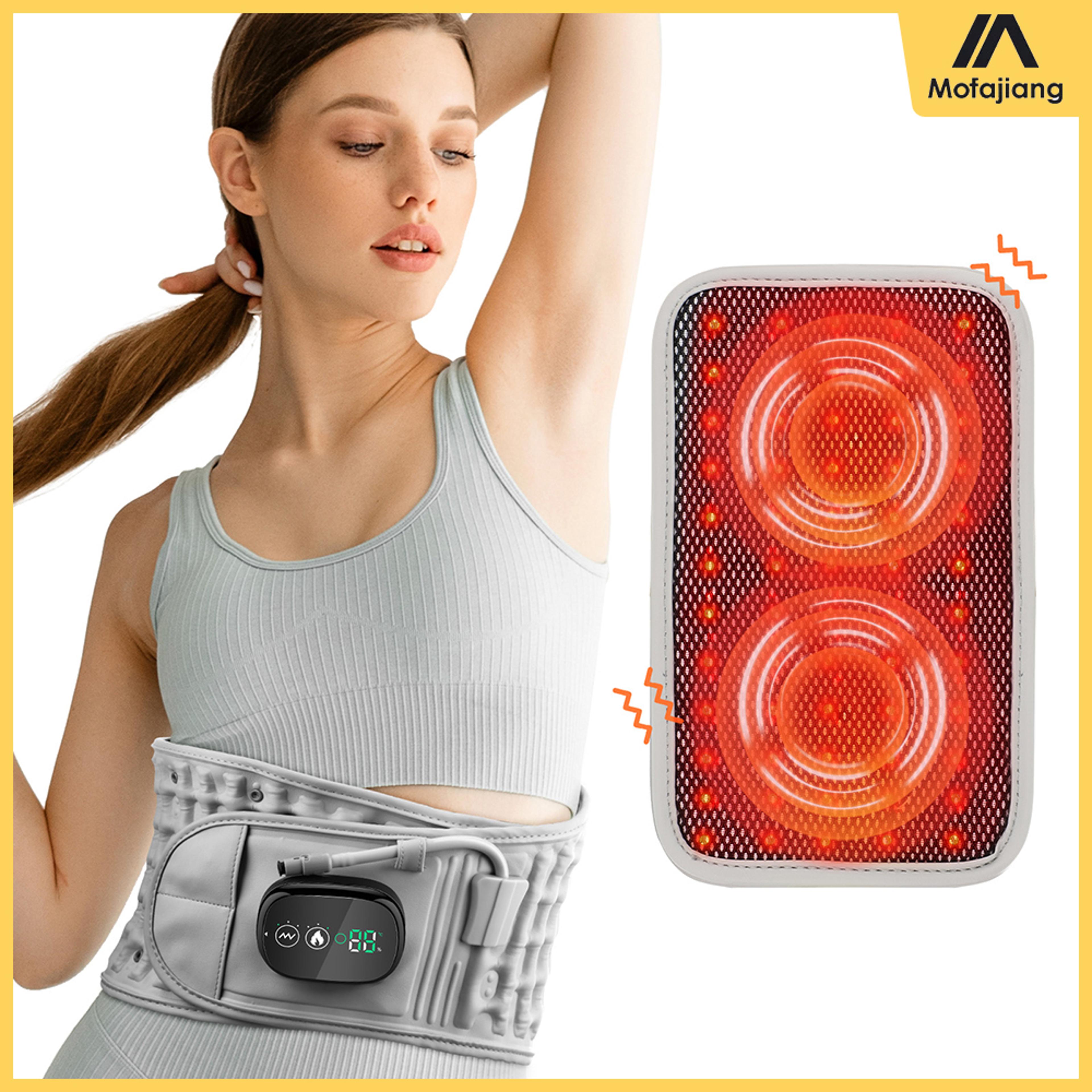 rechargeable inflatable waist belt for lumbar support, heating, vibration massage & decompression