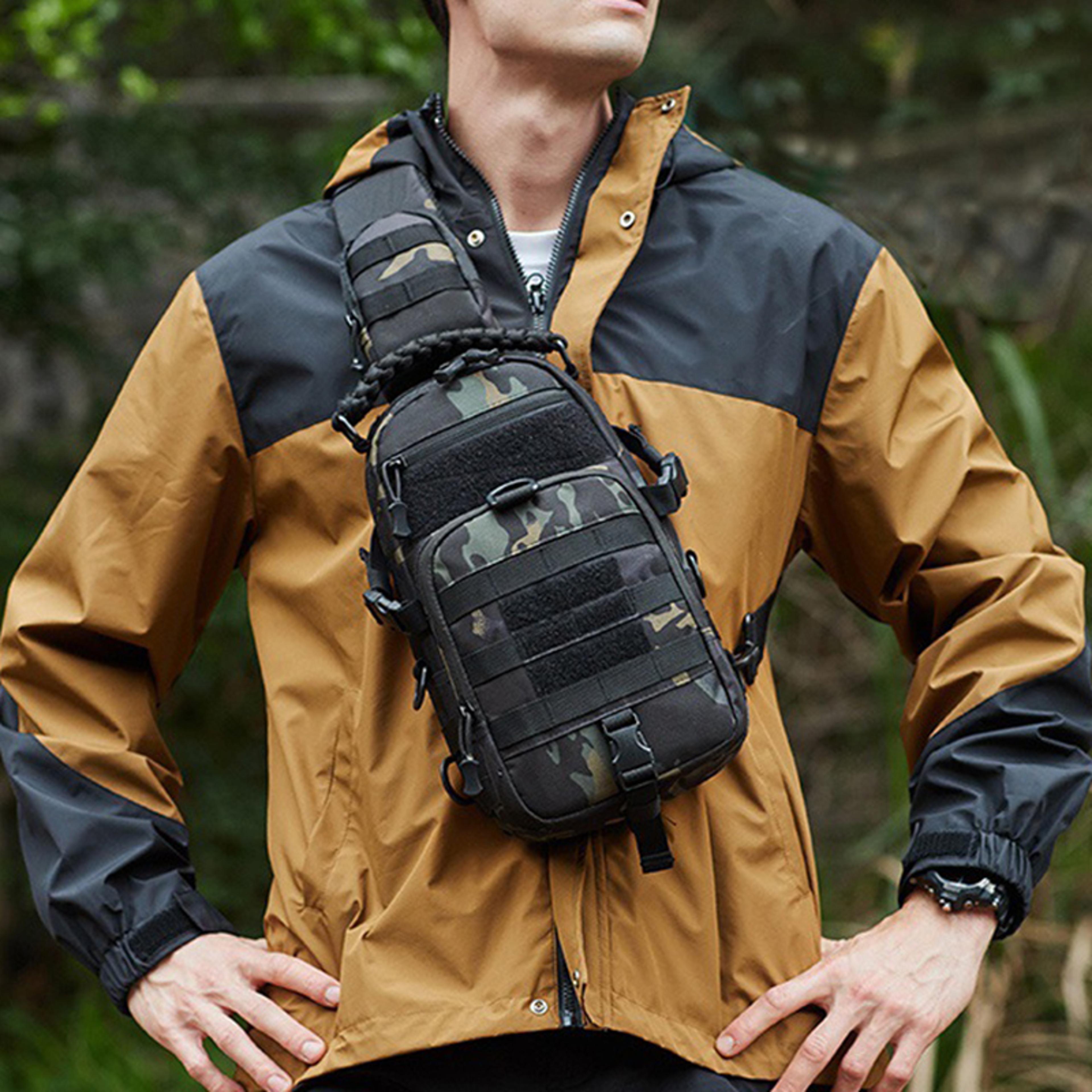 outdoor hiking climbing backpack, tactical camping chest bag, sport shoulder sling fanny pack for men