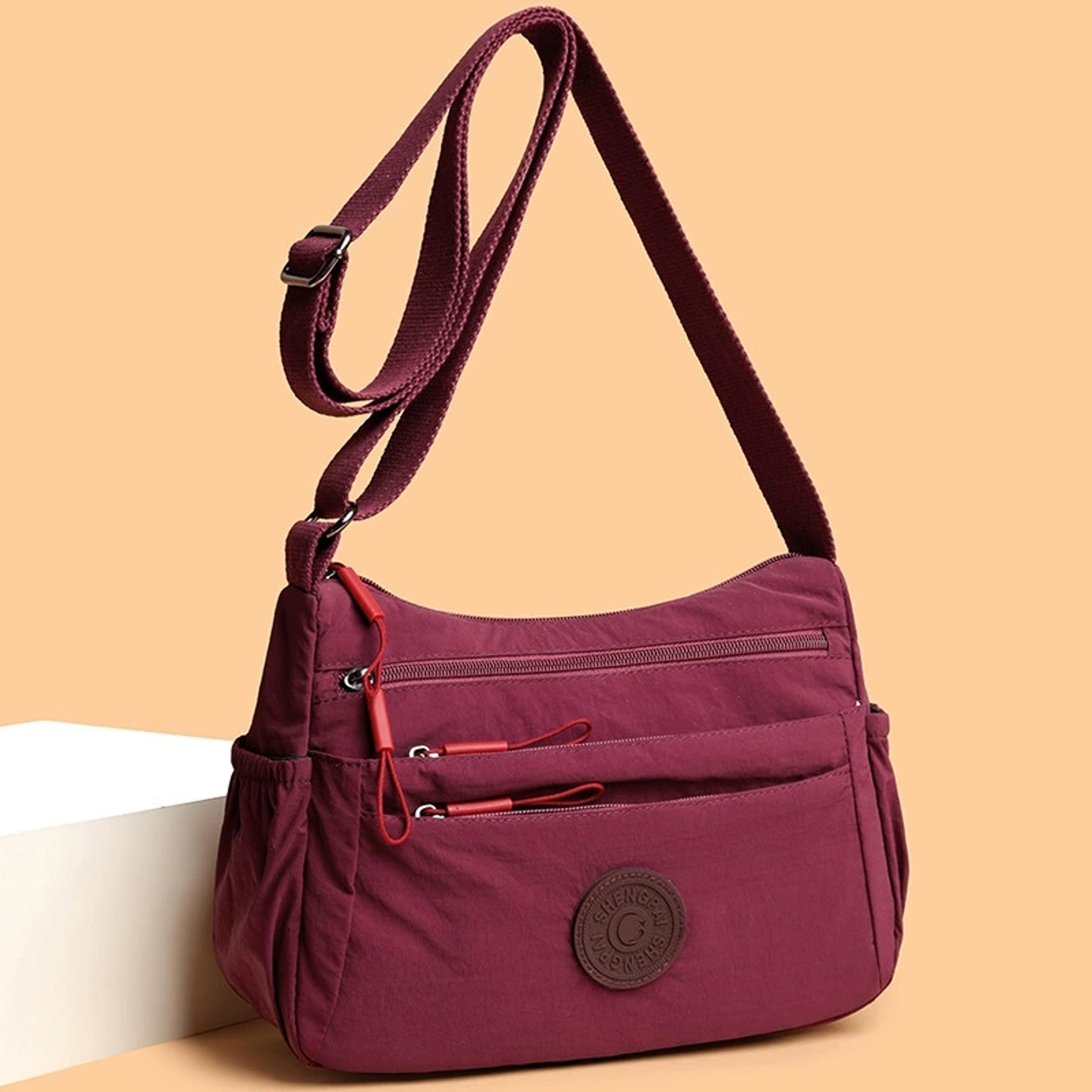 solid color multi-layer crossbody bag for women, casual multi-pocket tote for commuting, travel, shopping