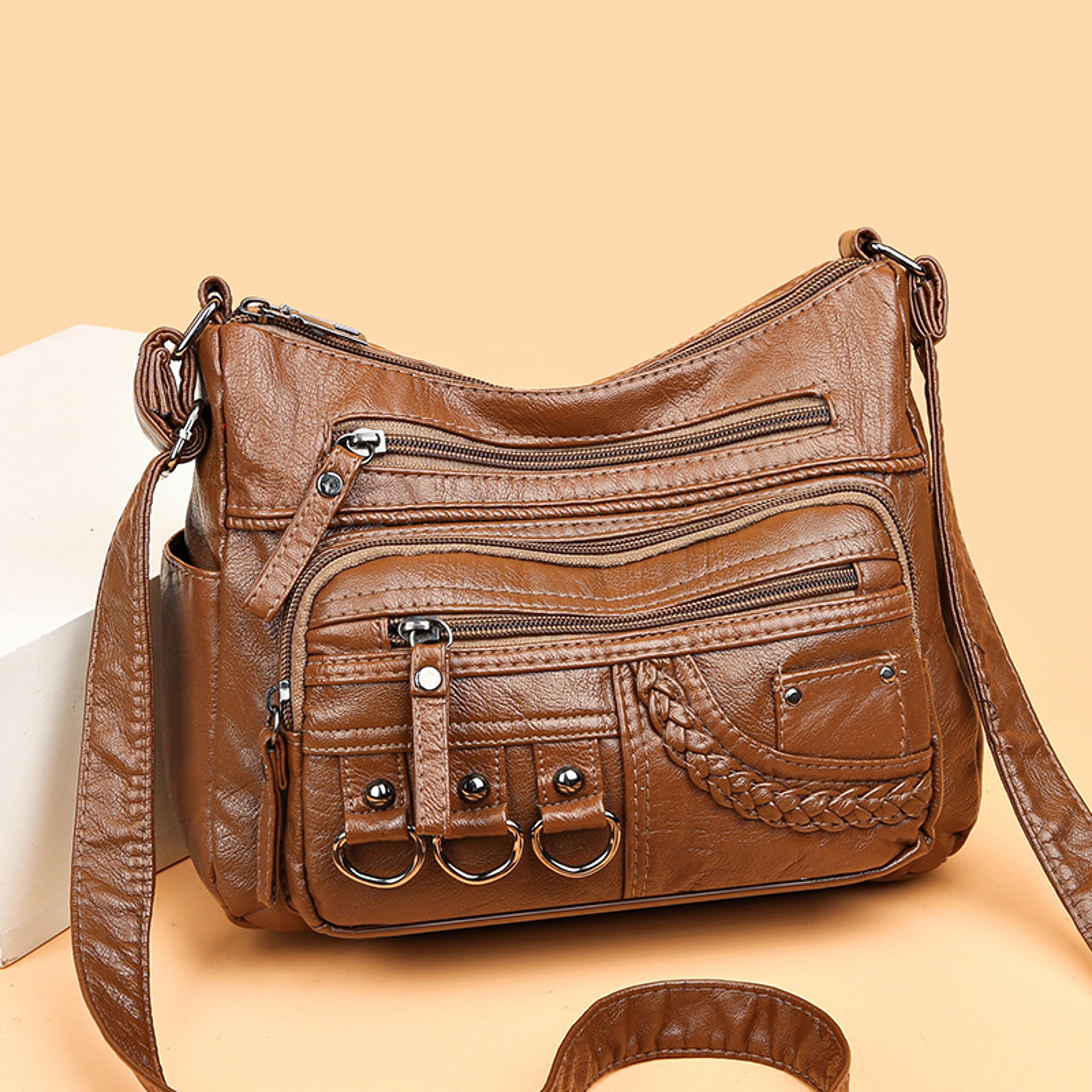 women's fashion handbag, multi layer shoulder bag, messenger purse, crossbody bag for work and travel