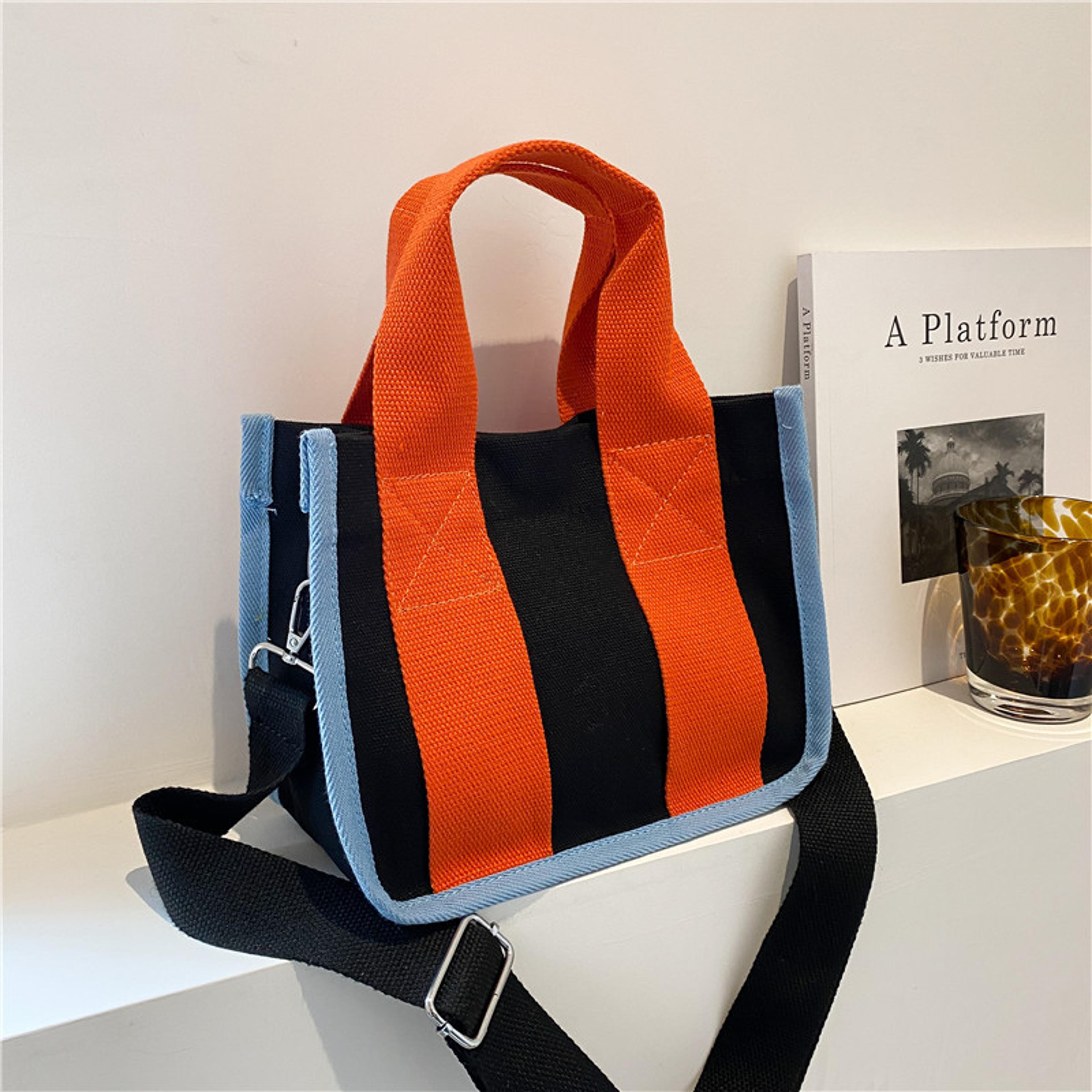 versatile handbag, contrast color tote bag, fashionable crossbody shoulder bags, top quality canvas bag, perfect for dai