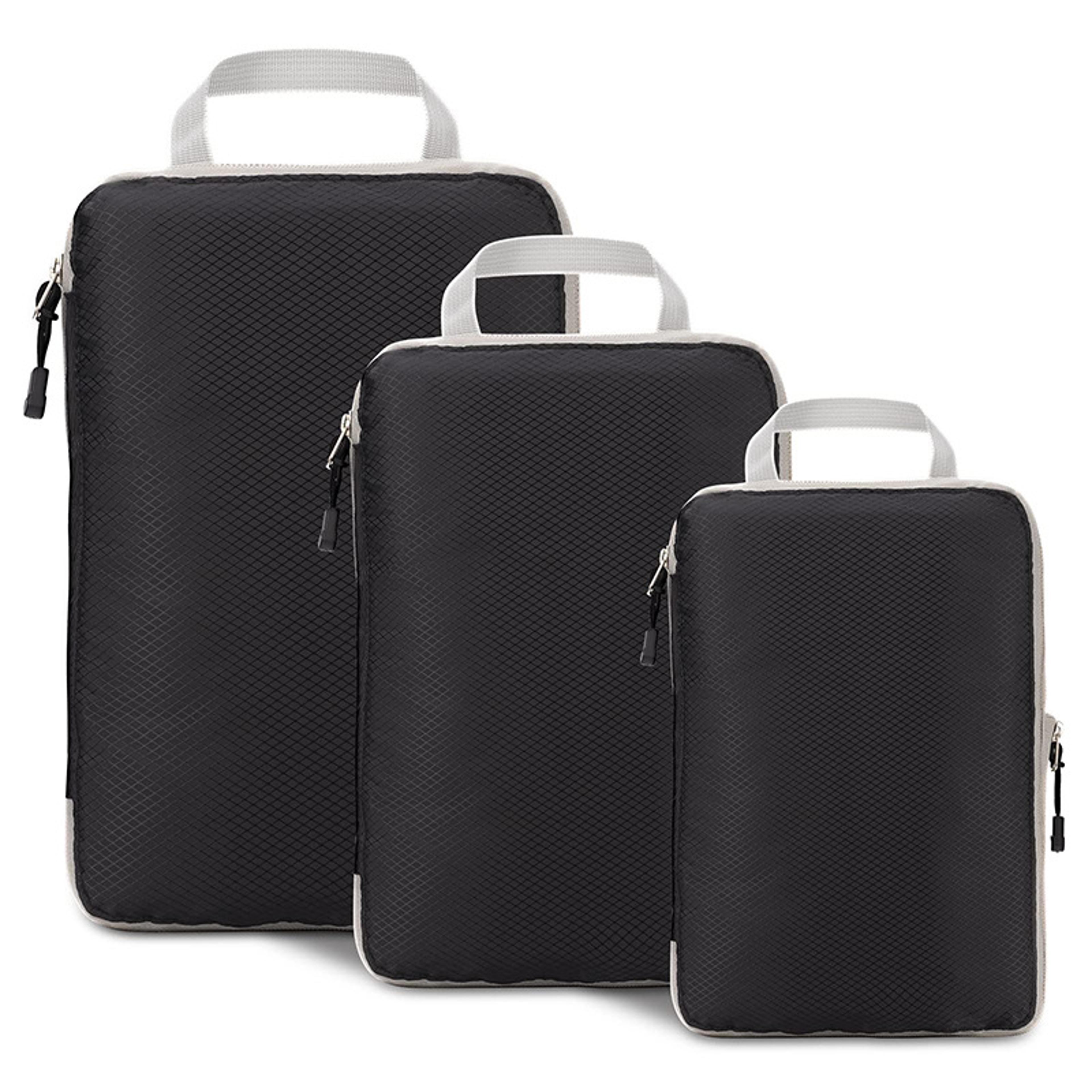 foldable waterproof travel compressible packing cubes, nylon storage bag with handbag, portable luggage organizer