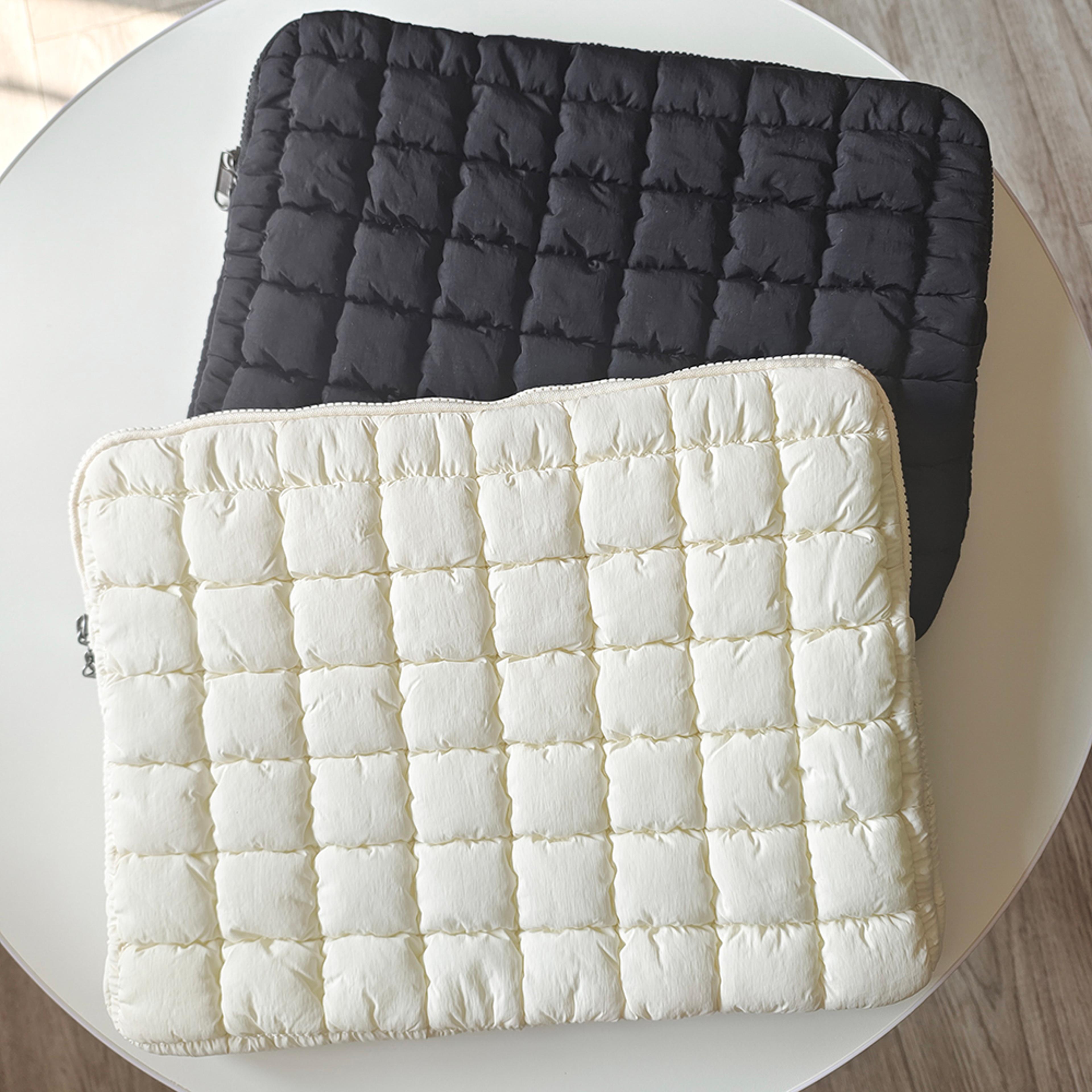quilted puffy laptop sleeve, puffer notebook pouch for macbook air pro, ipad, lenovo, hp, laptop cover