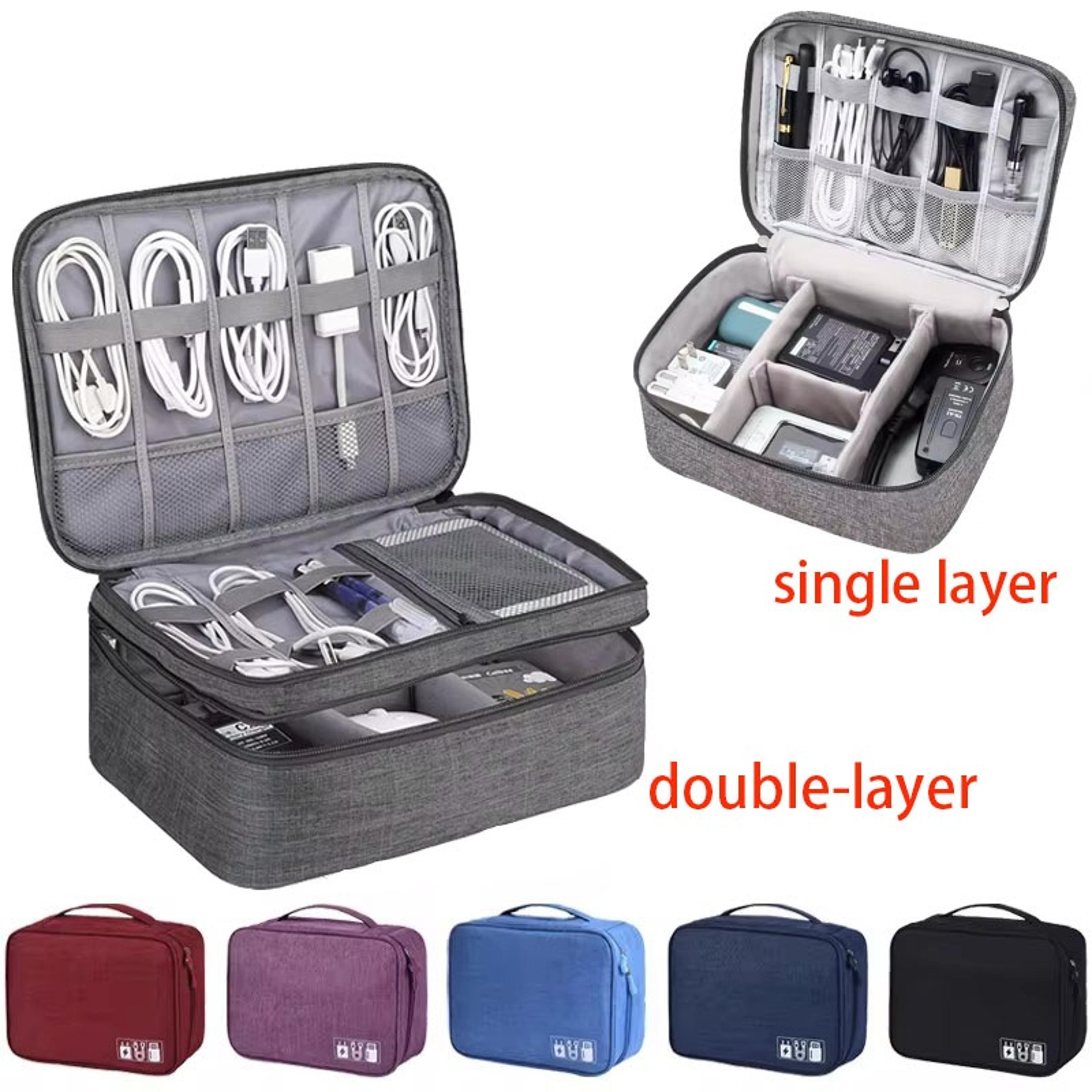 portable waterproof digital organizer, travel cable storage bag, usb charger plug, electronic cable organizer