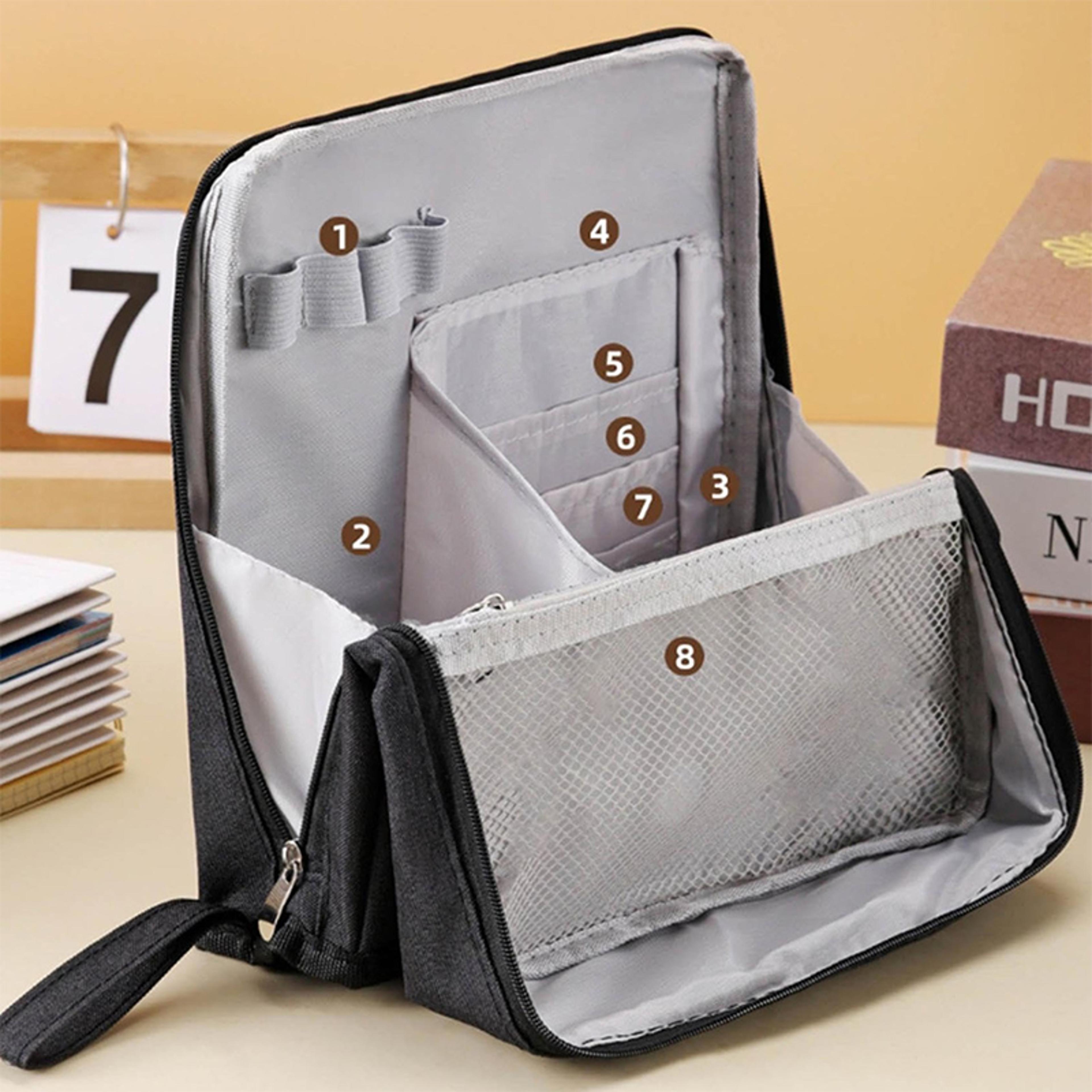 portable waterproof vertical cosmetic bag, large capacity toiletry bag for women, travel makeup and stationery storage
