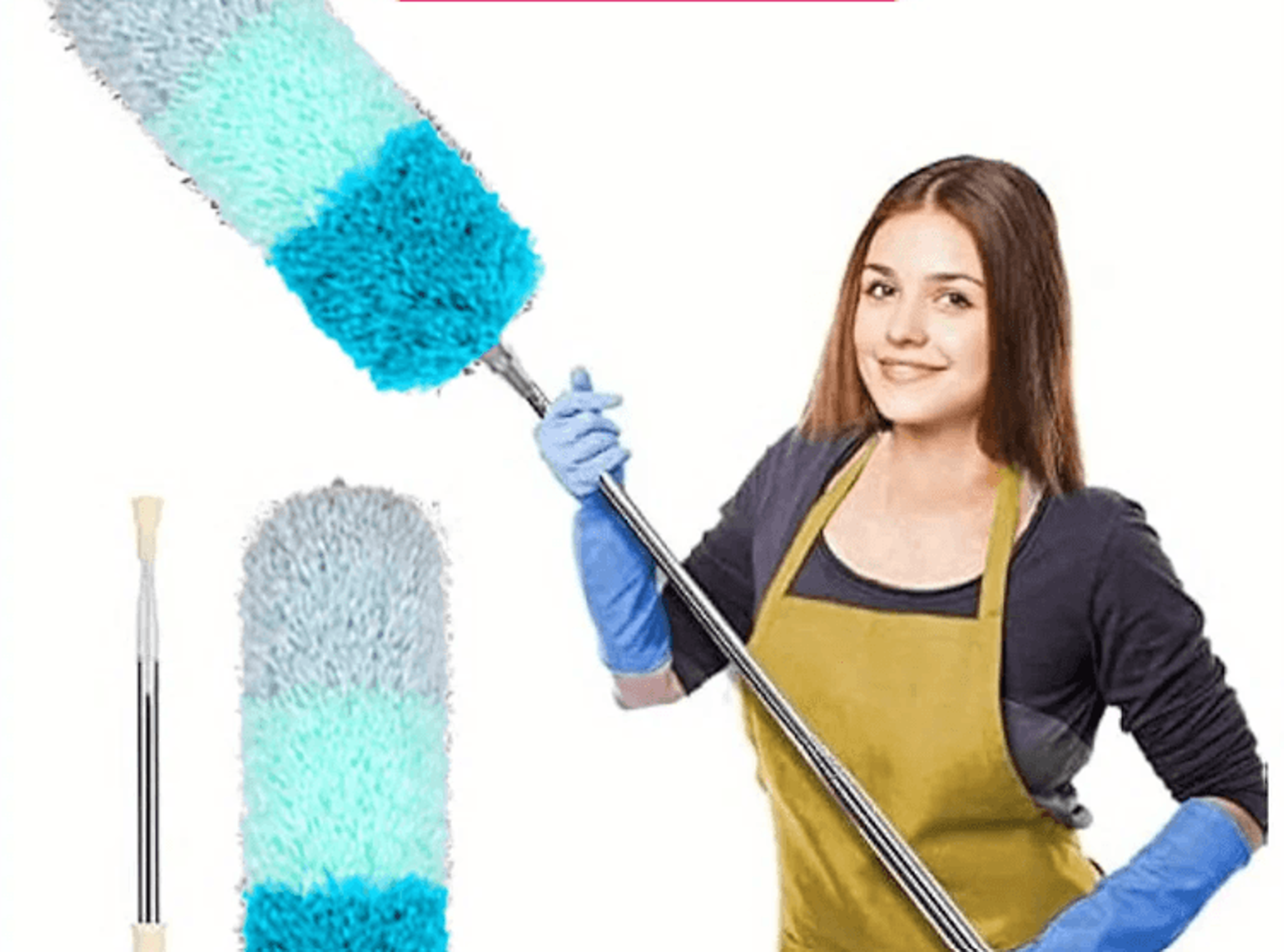telescopic duster microfiber extendable ceiling cleaning kit with multi head replacement no climbing needed