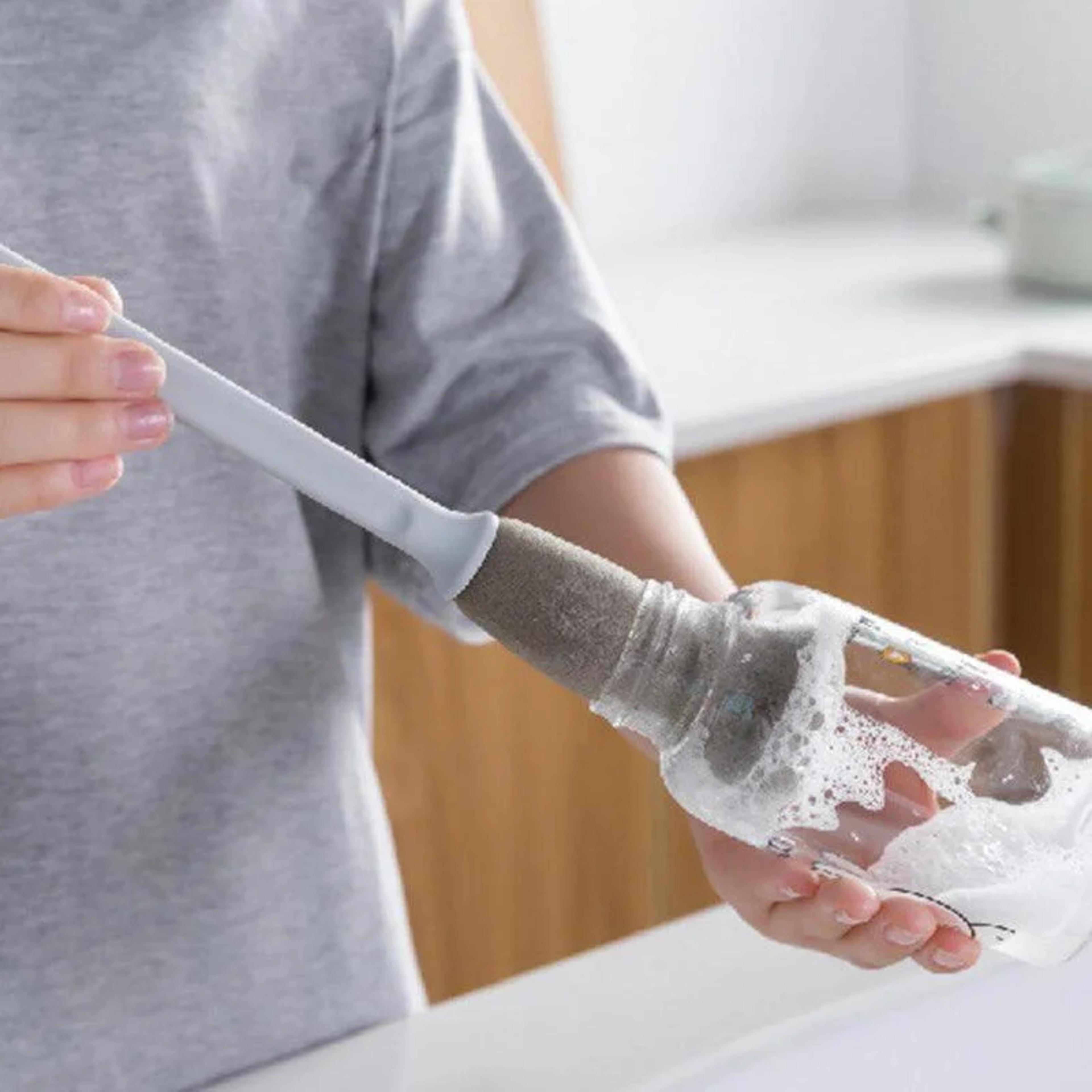 long handle bottle cleaning sponge brush for cups, beer glasses & jugs kitchen scrubber tool