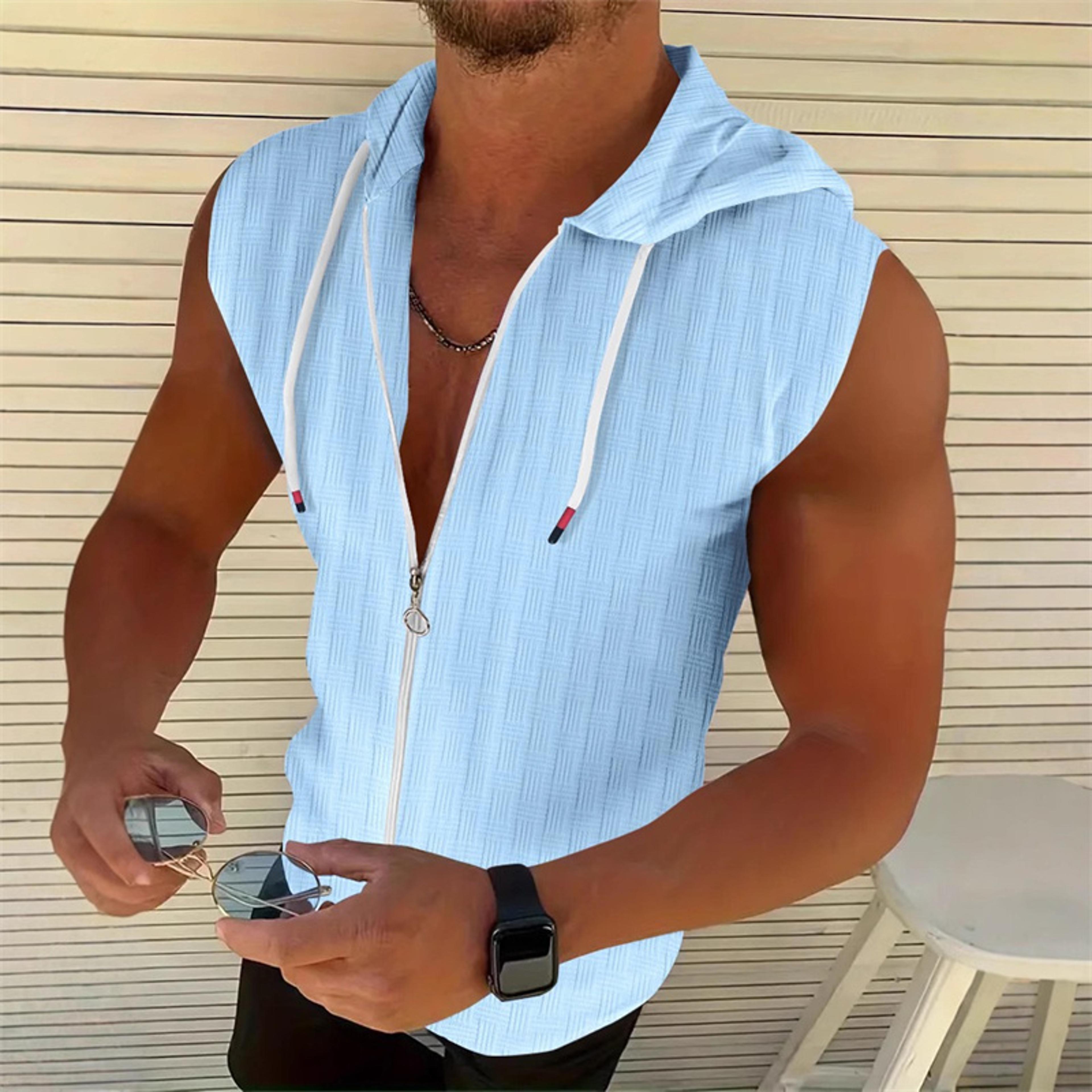 urban flex sleeveless hoodie vest for men slim fit zip up workout shirt