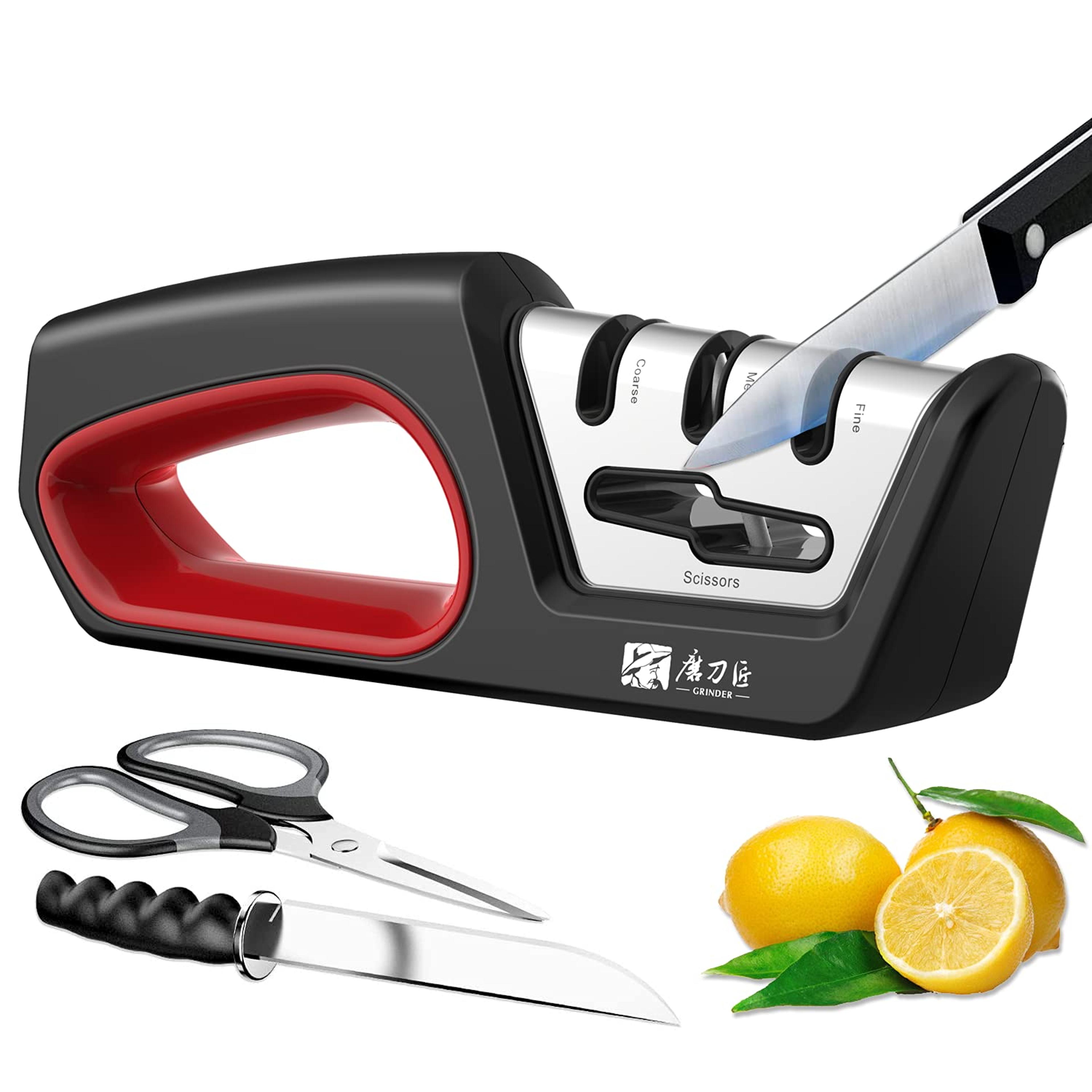 stage kitchen knife sharpener with scissors sharpener manual diamond tungsten ceramic tool