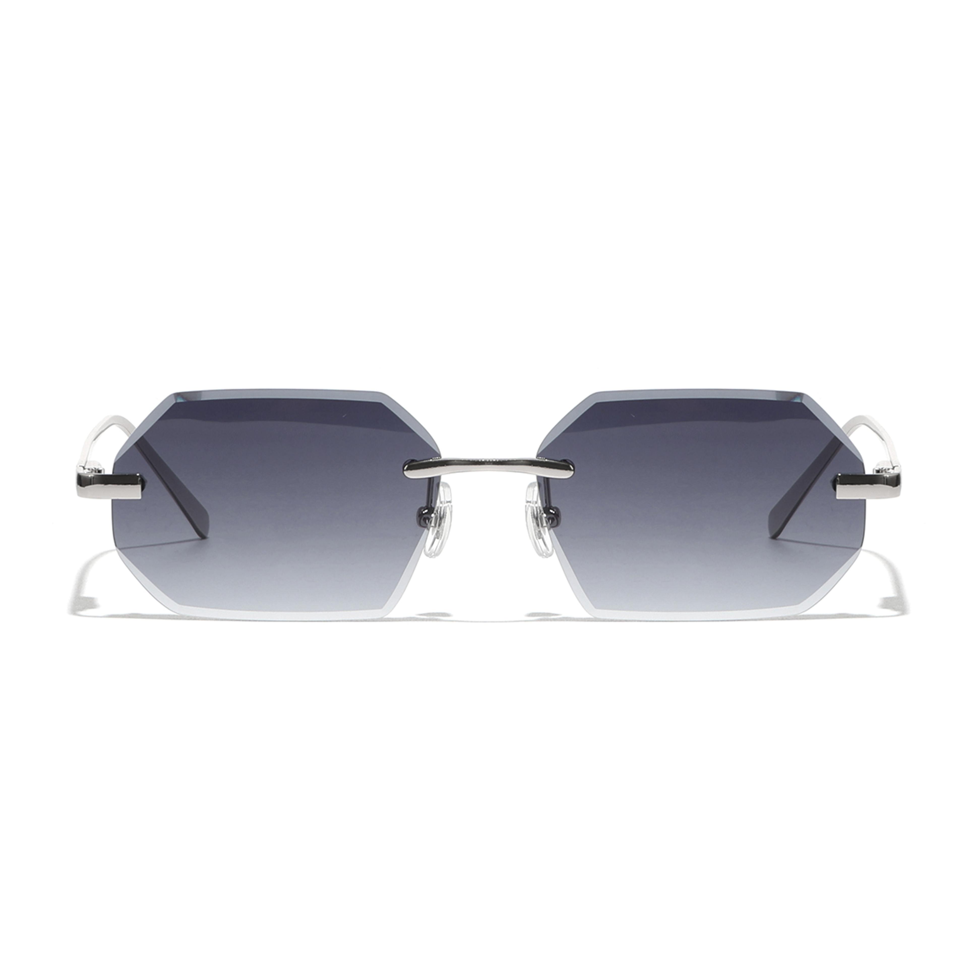 designer rimless sunglasses with diamond cut lens frameless shades