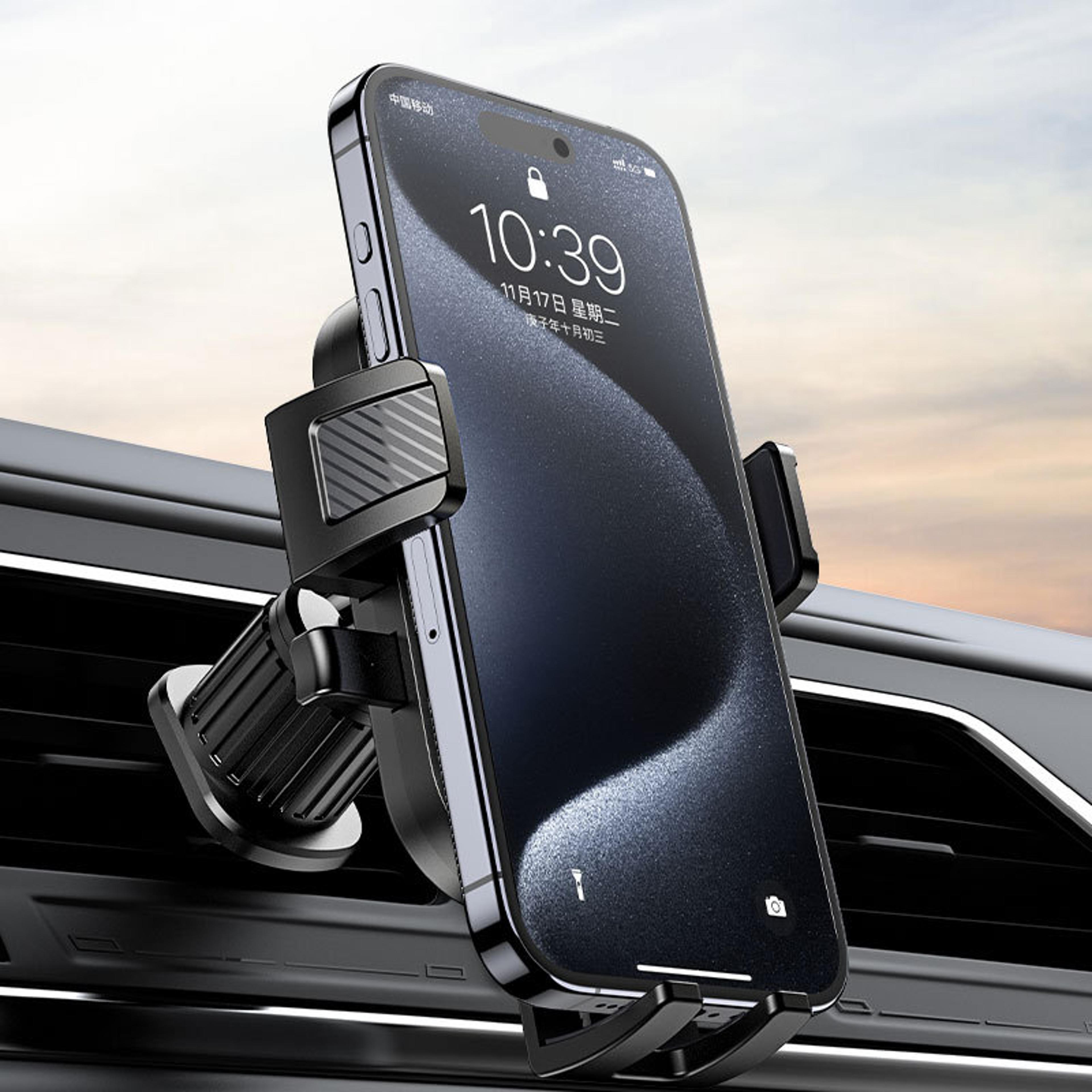 universal car phone mount with auto lock air vent clip for iphone & smartphones