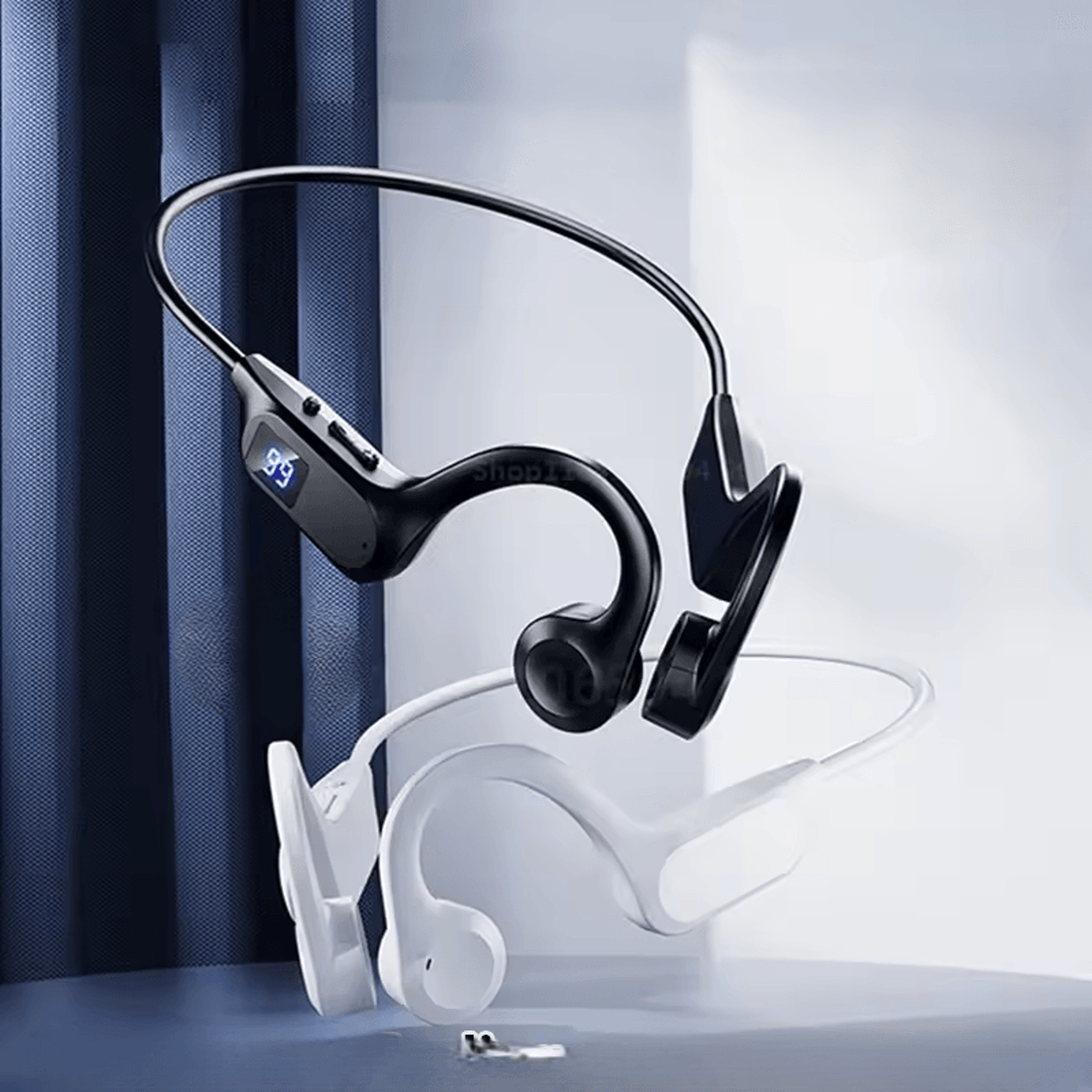 open ear bone conduction bluetooth sports headphones with mic for running & cycling