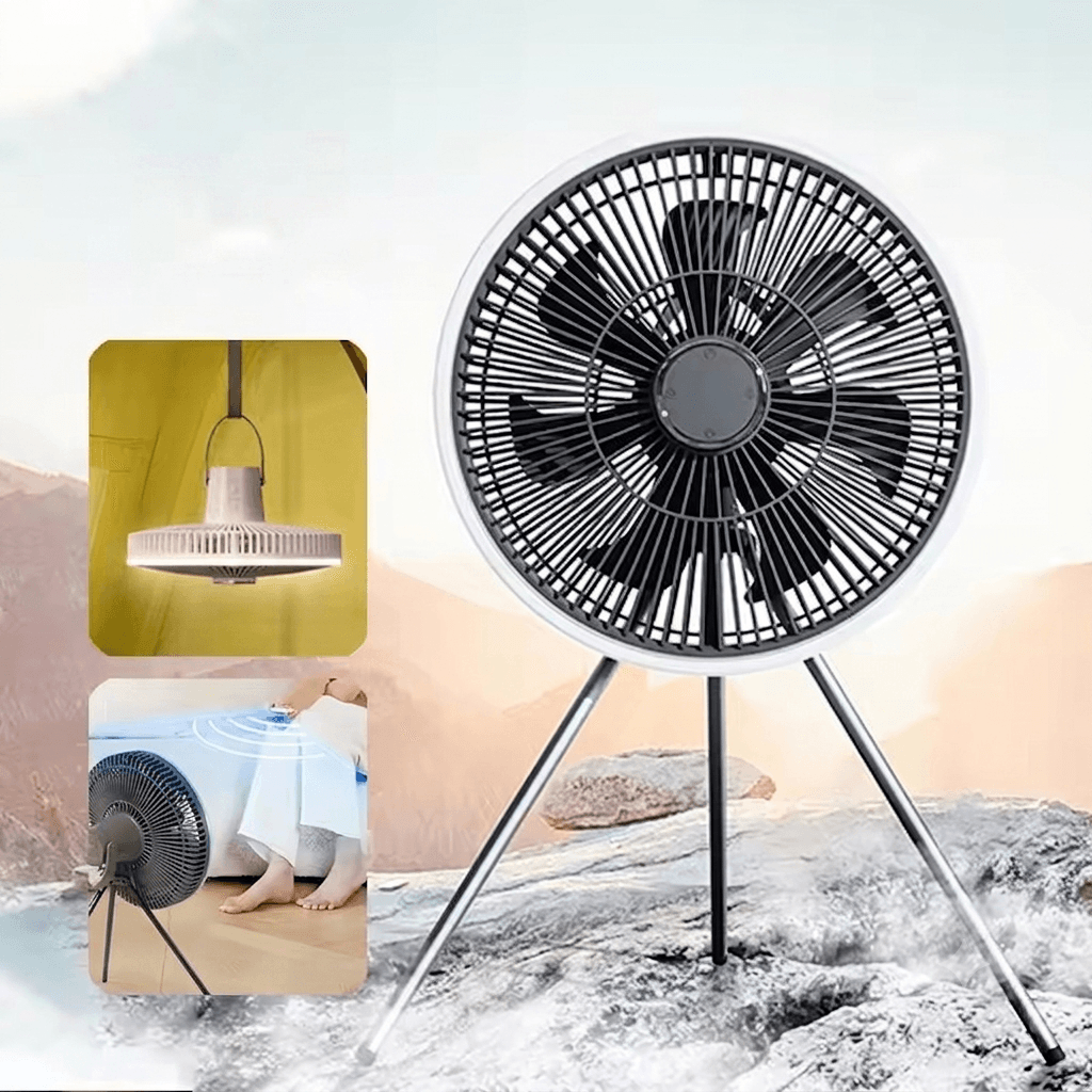 camping fan rechargeable portable ceiling fan with led light