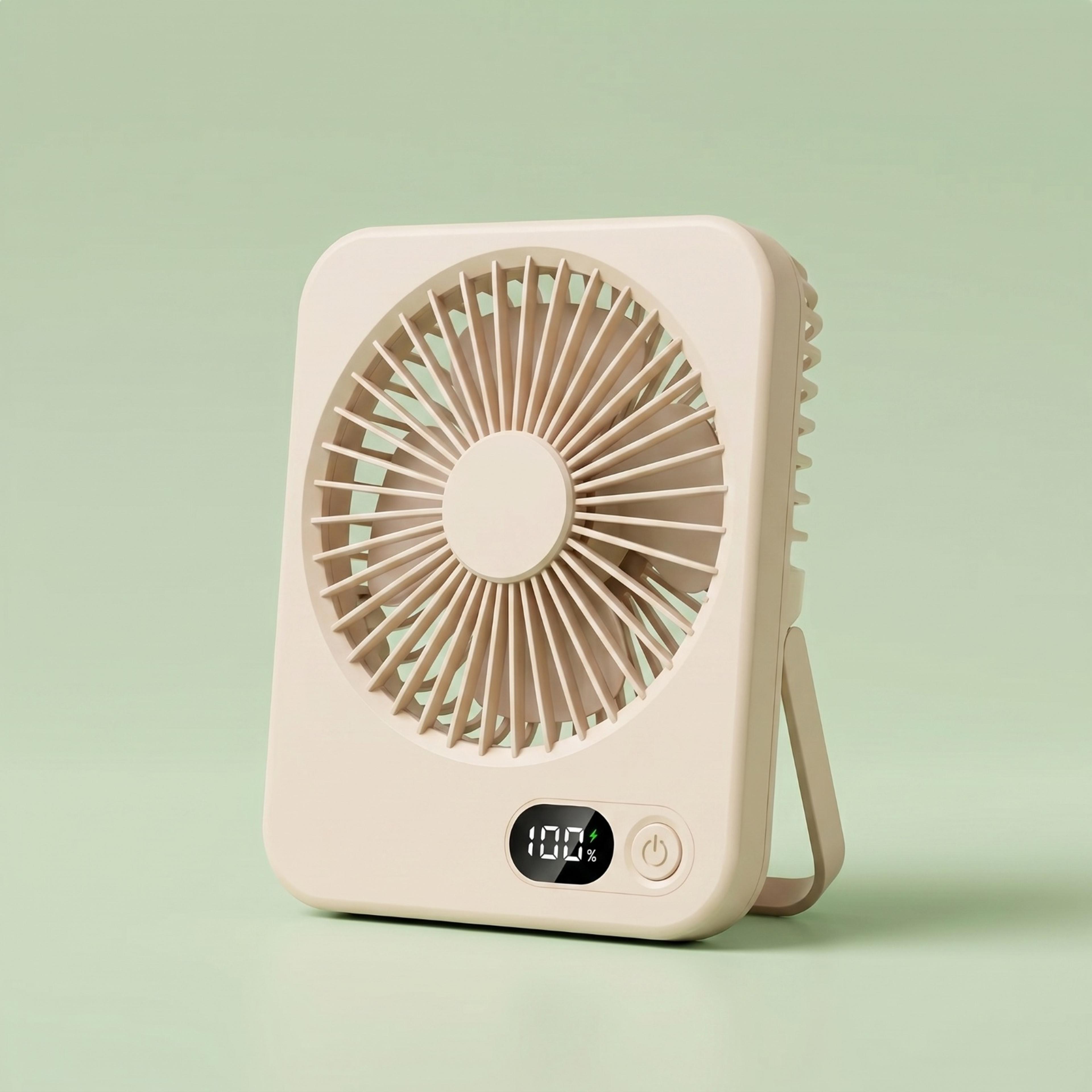 portable desk fan with digital display rechargeable mini foldable usb cooling fan