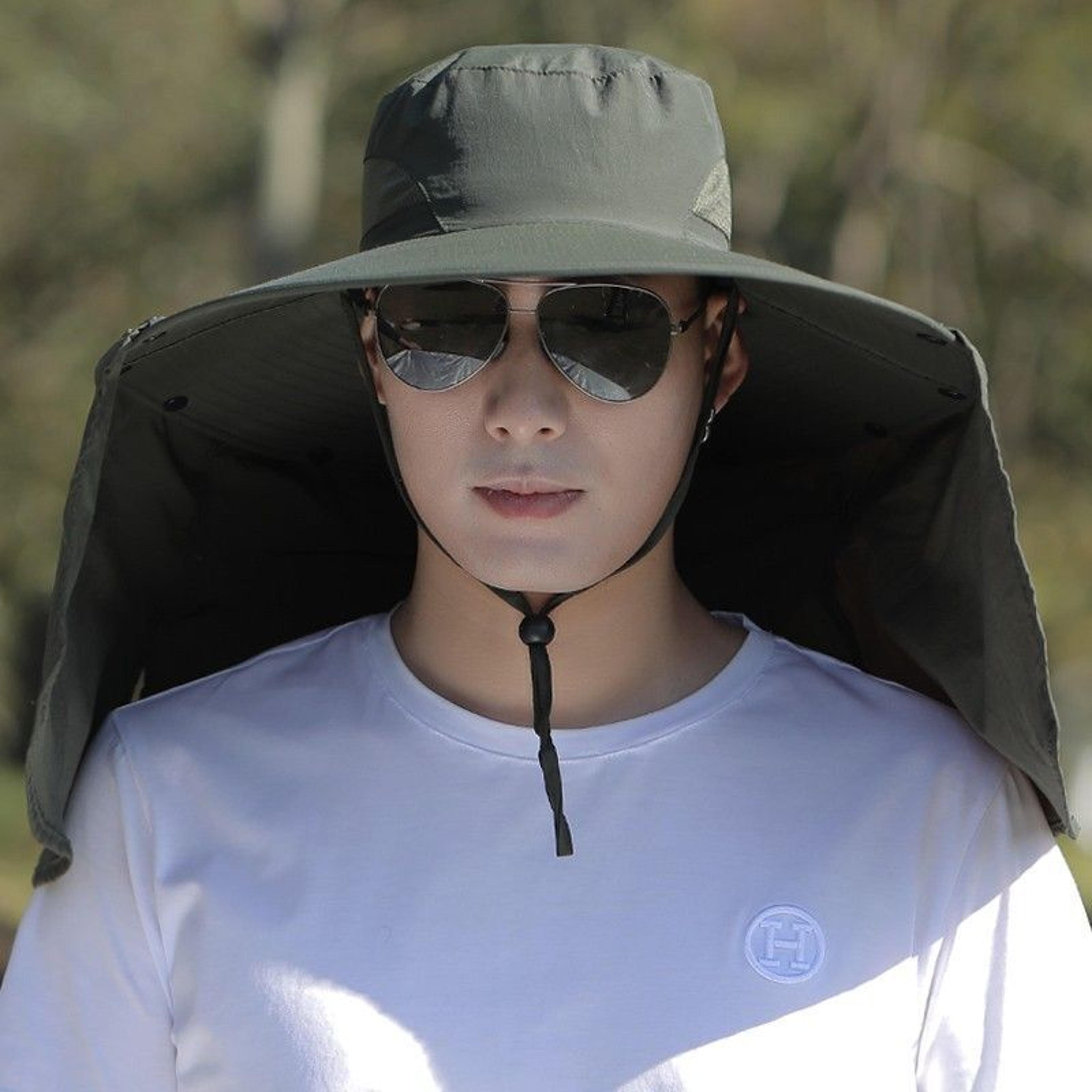 wide brim sun hat with removable neck flap uv protection fishing hat for hiking & outdoor adventures
