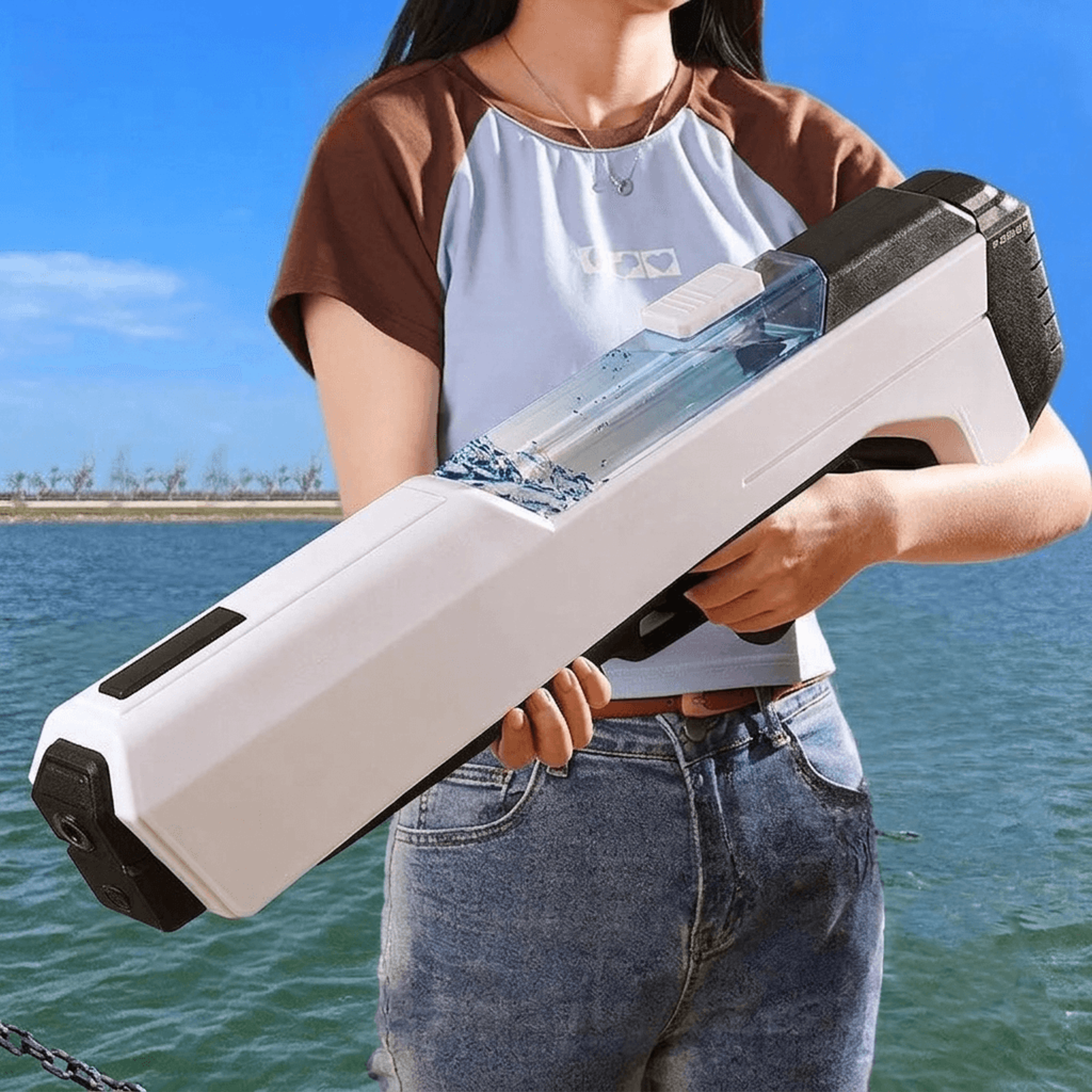 electric water gun with automatic water refill for kids summer pool fun