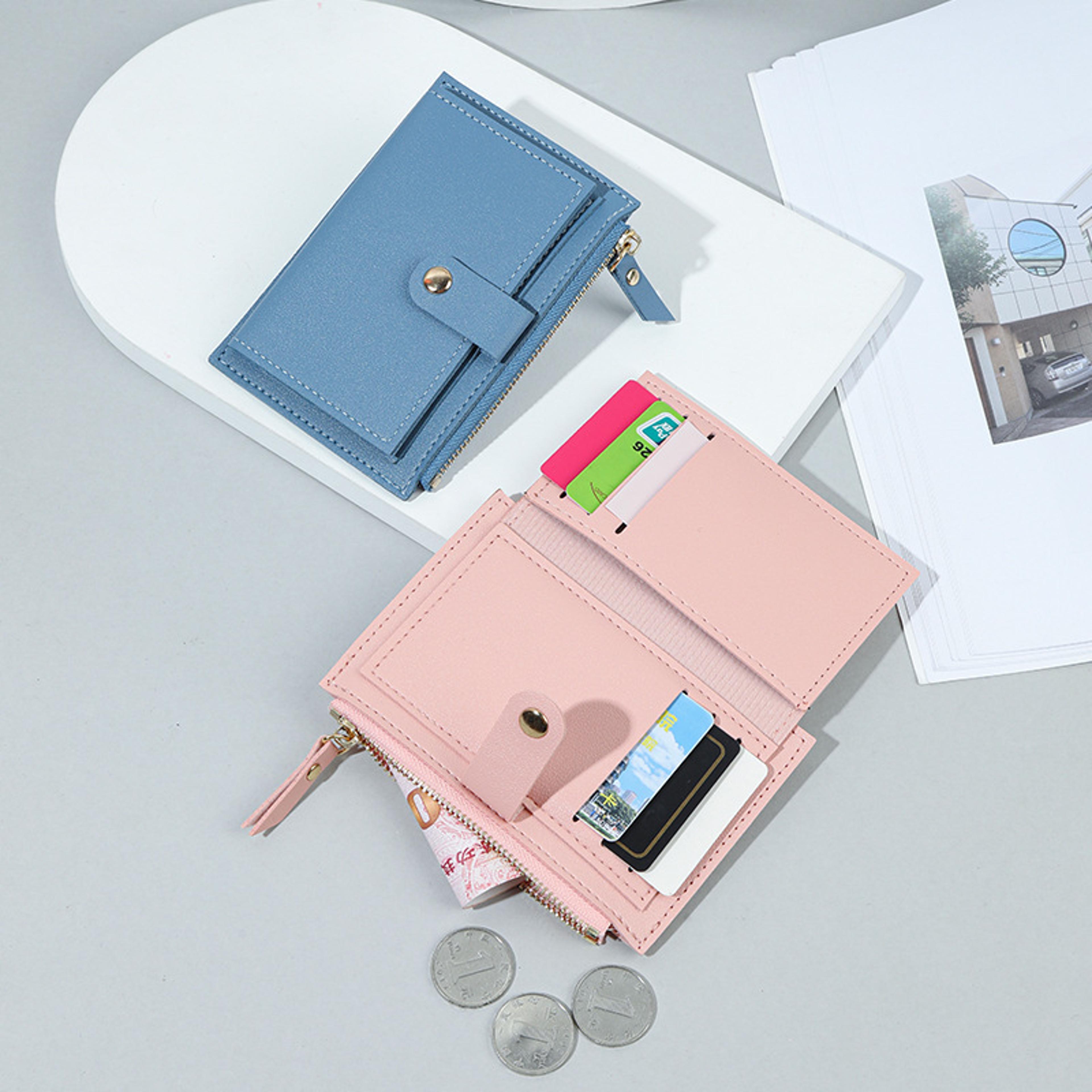 elegant pu leather small women's wallet with card holder & zipper coin pocket