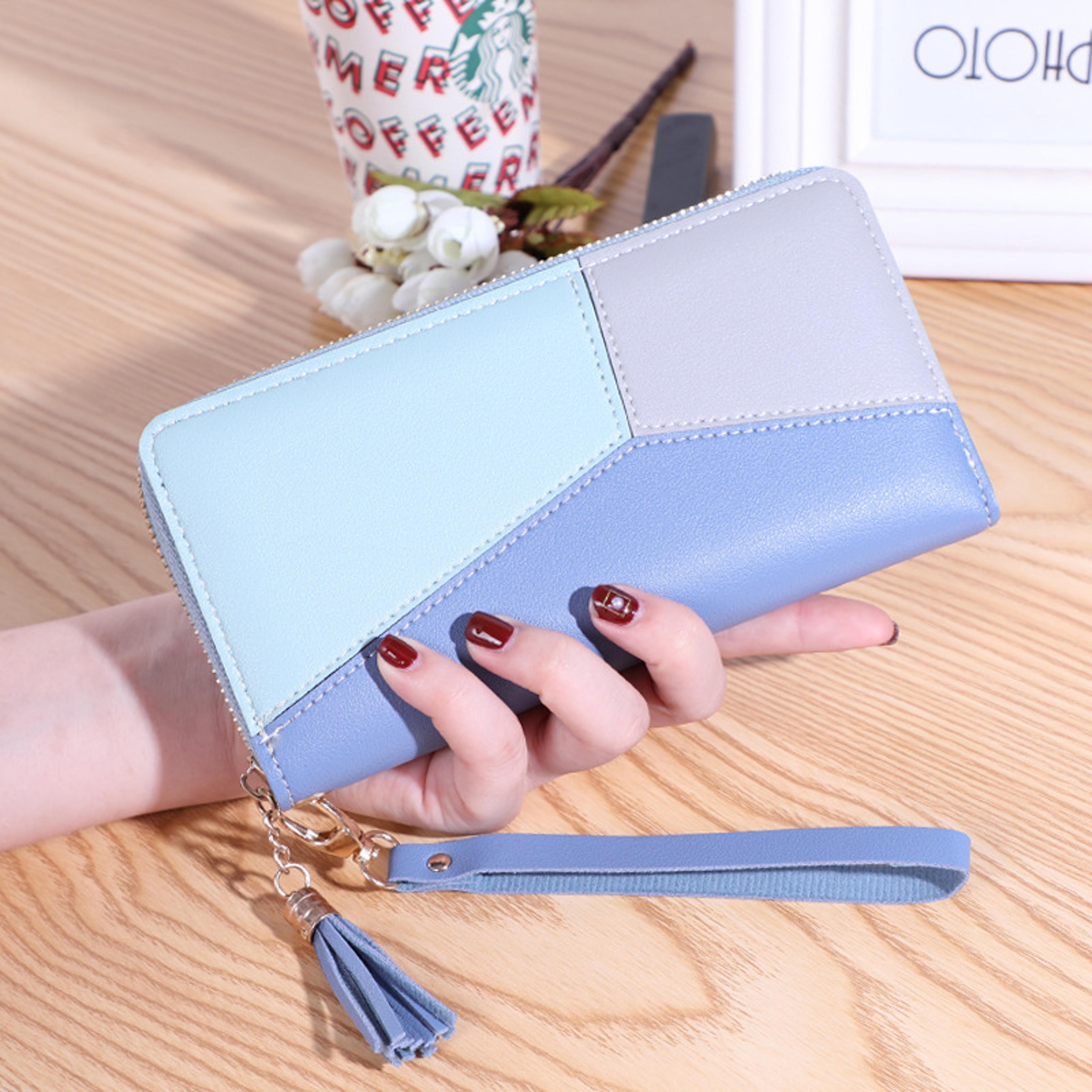 elegant women's pu leather wallet with zipper coin pocket & card holder wallet organizer