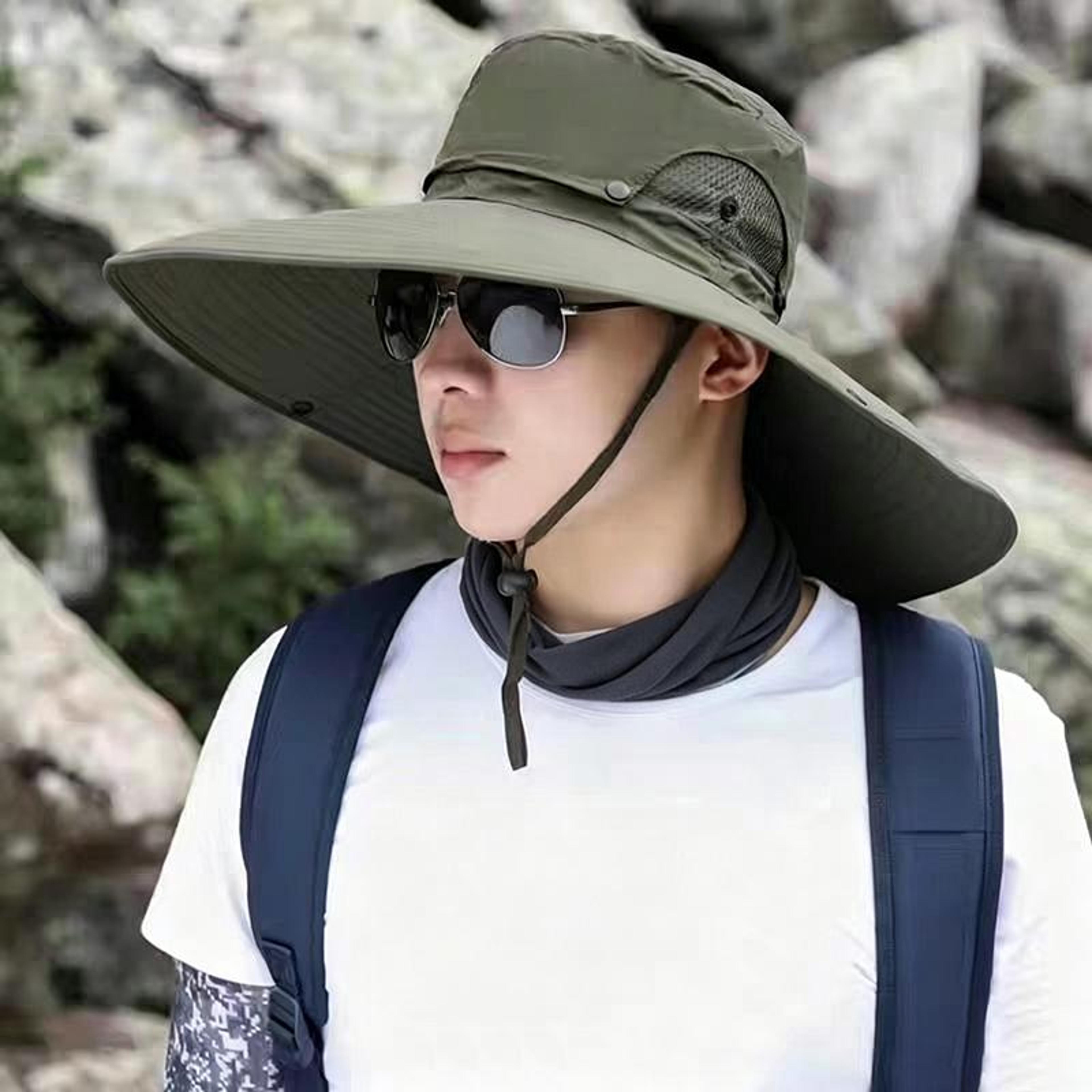 uv protection sun hat with wide brim & breathable mesh for hiking, fishing & outdoor adventures