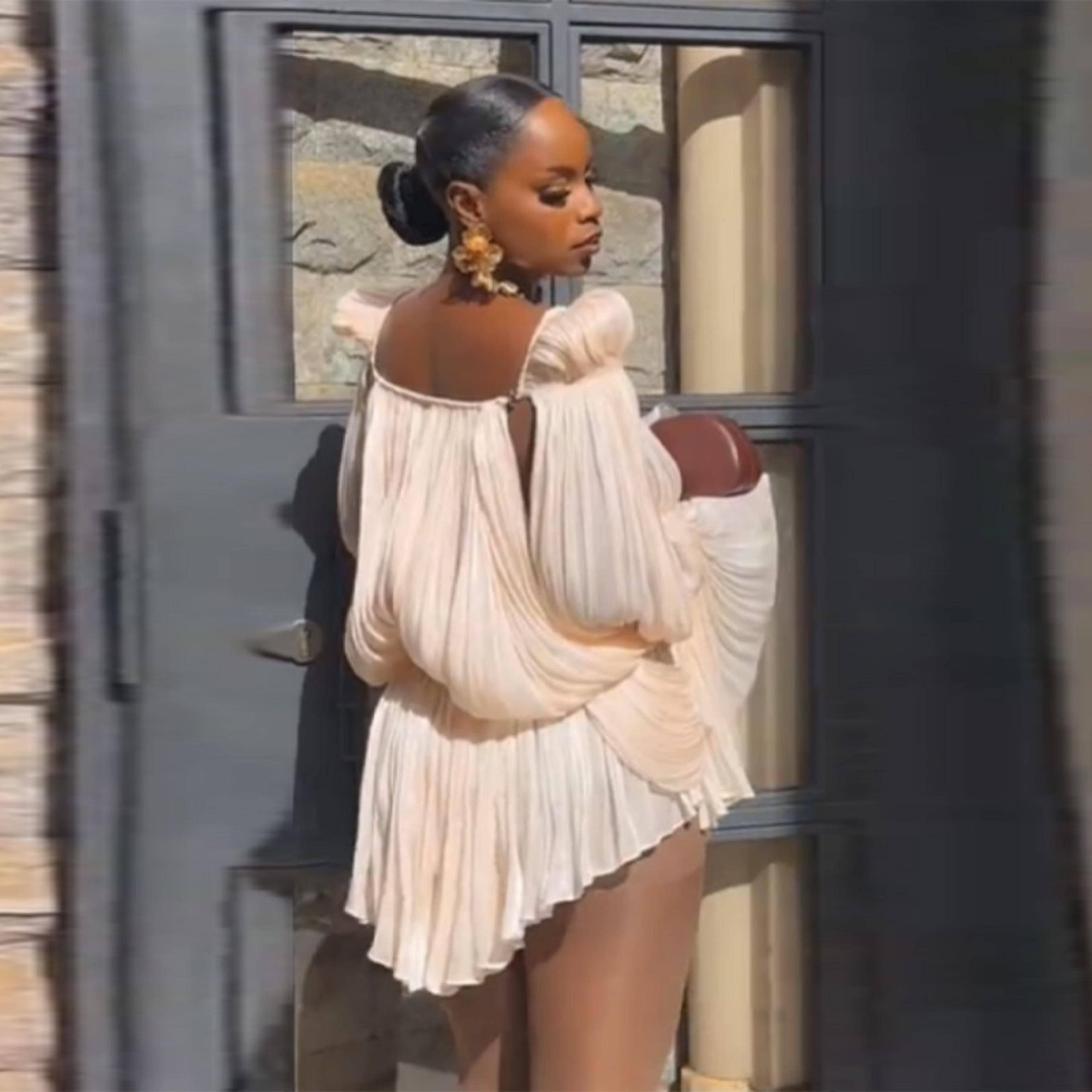 elegant off shoulder mini dress for women satin party dress with puff sleeves & cinched waist