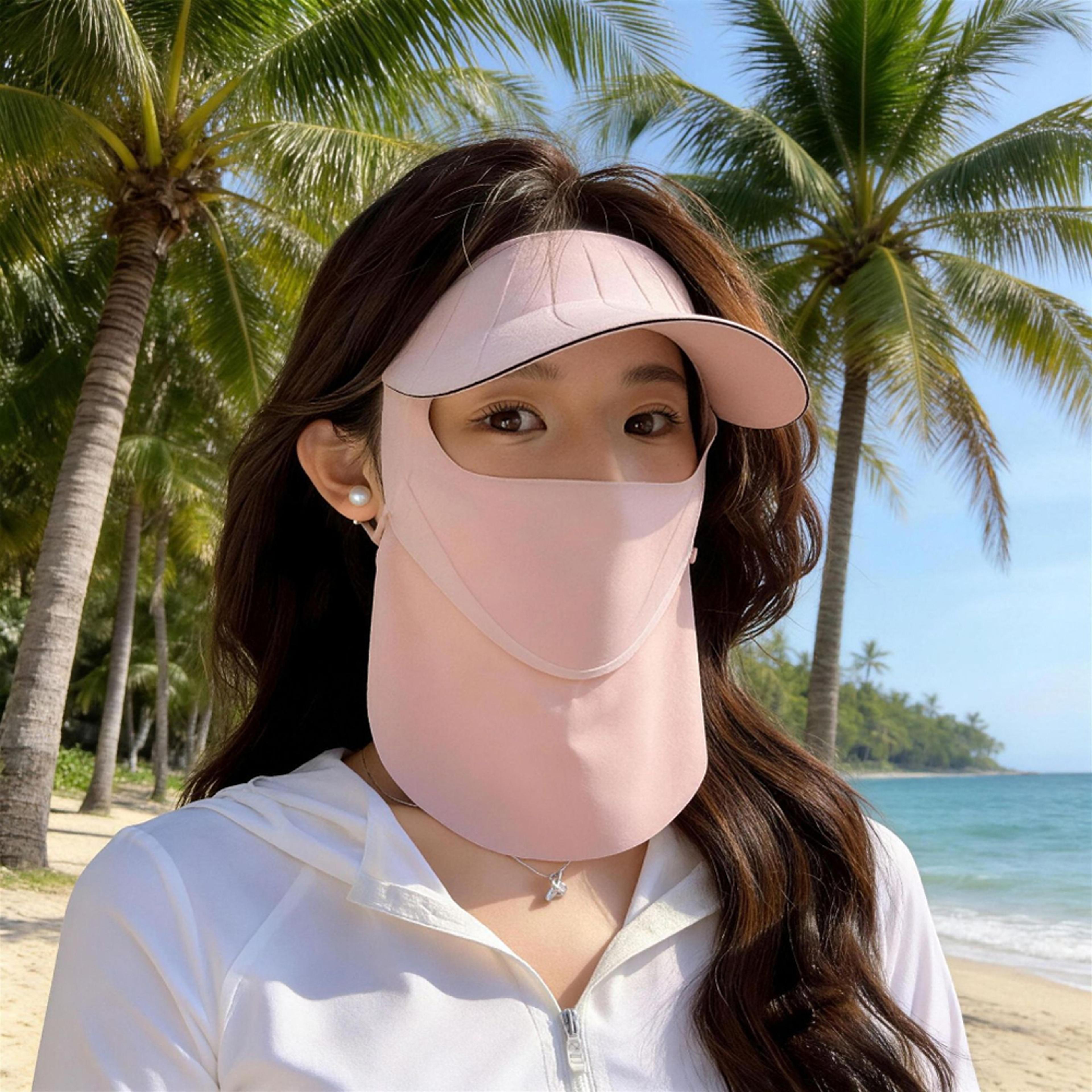 ice silk uv protection face mask with cooling visor and neck shield