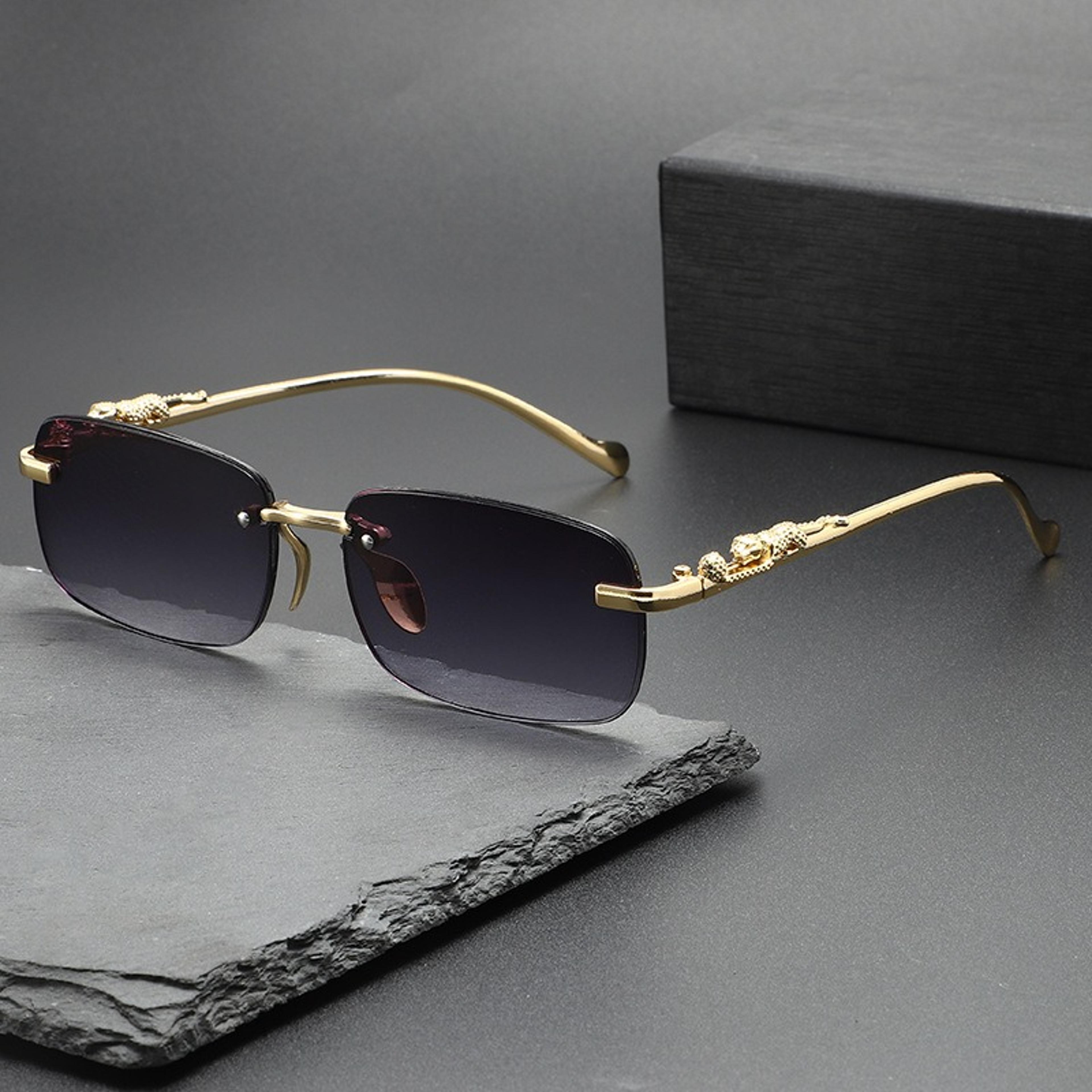 rimless oval sunglasses for women & men uv protection vintage metal frame shades