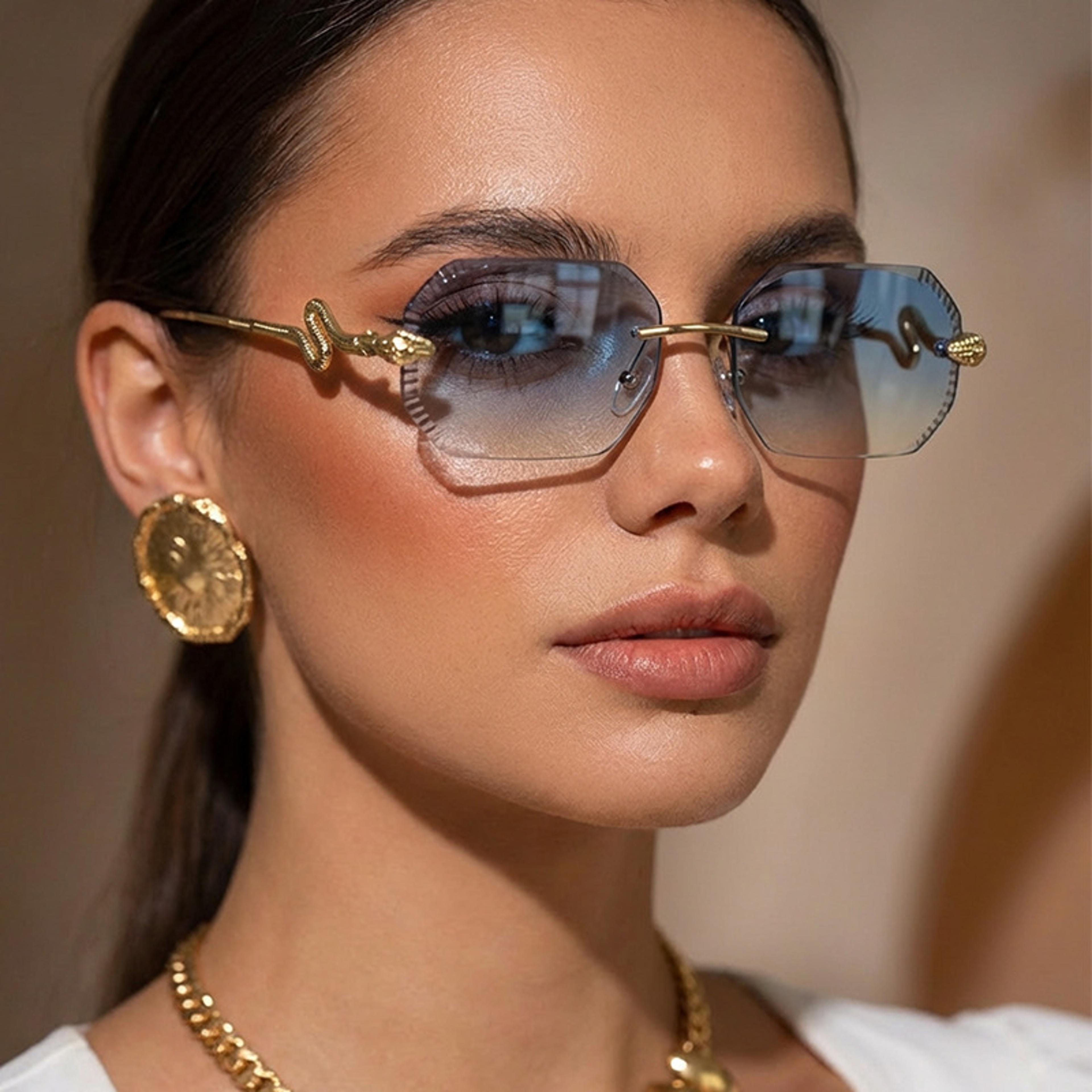 snake edge oversized fashion sunglasses with protection for women and men