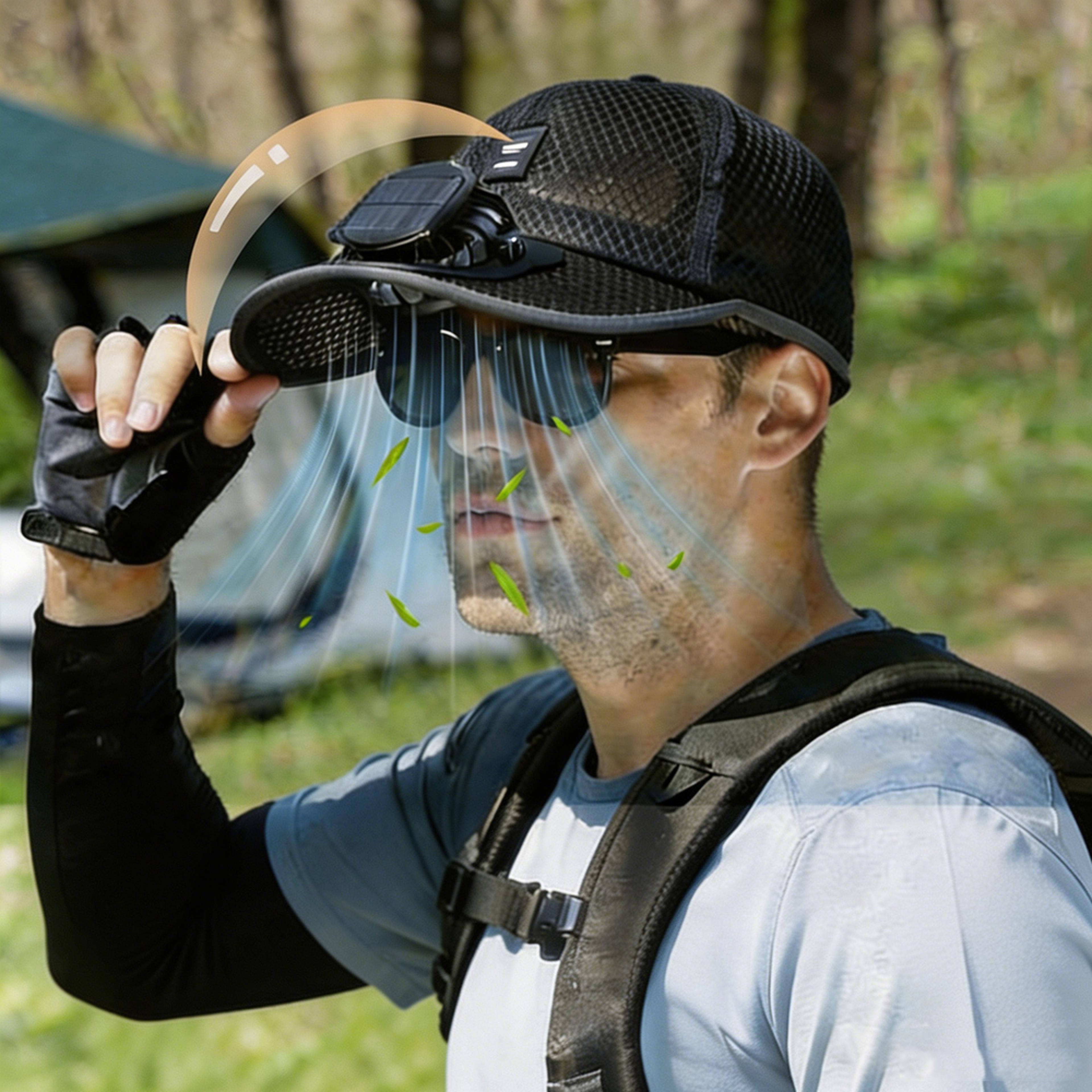 solar fan baseball cap with usb rechargeable cooling fan and uv sun protection hat