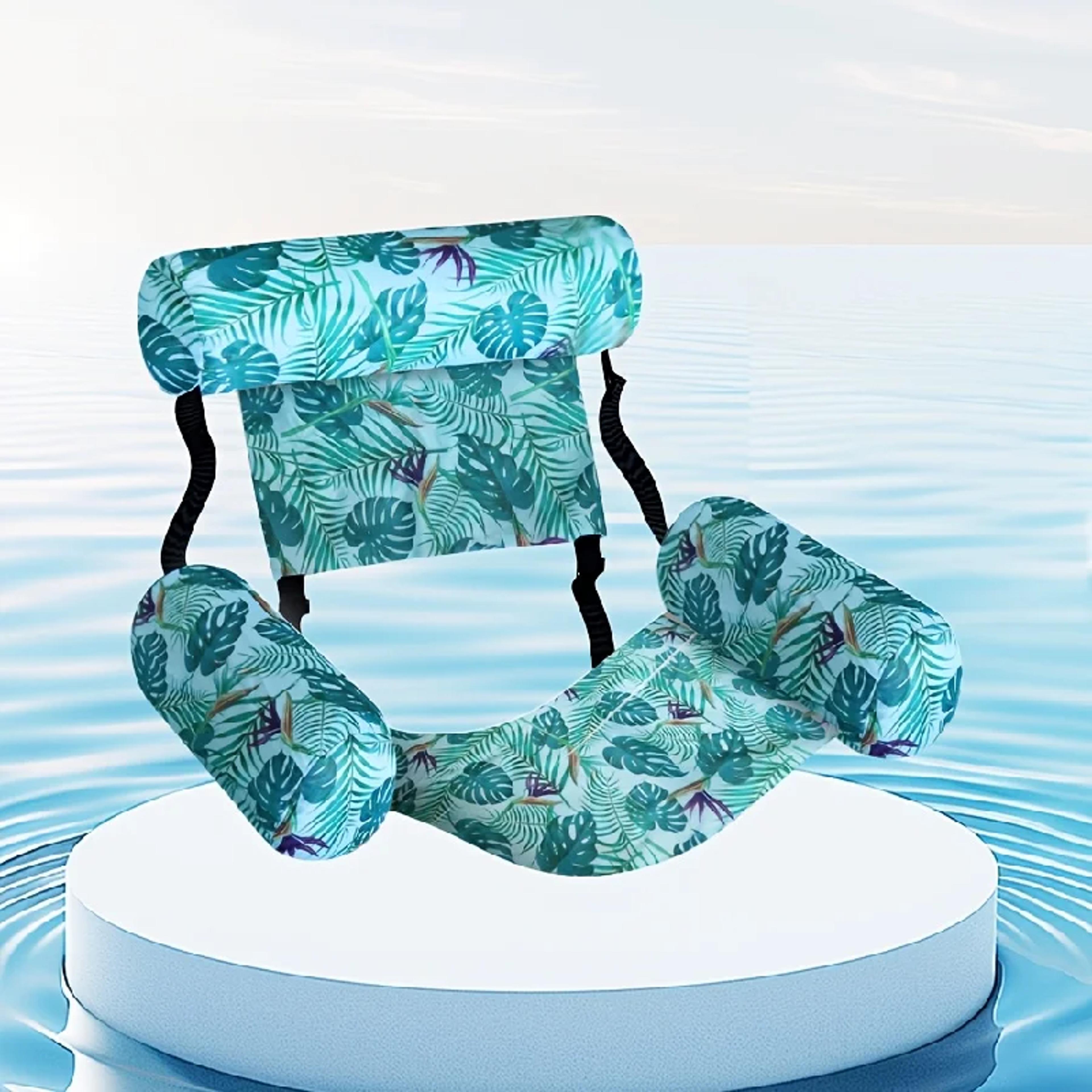 inflatable pool float chair for adults foldable floating lounger for pool, lake & beach relaxation