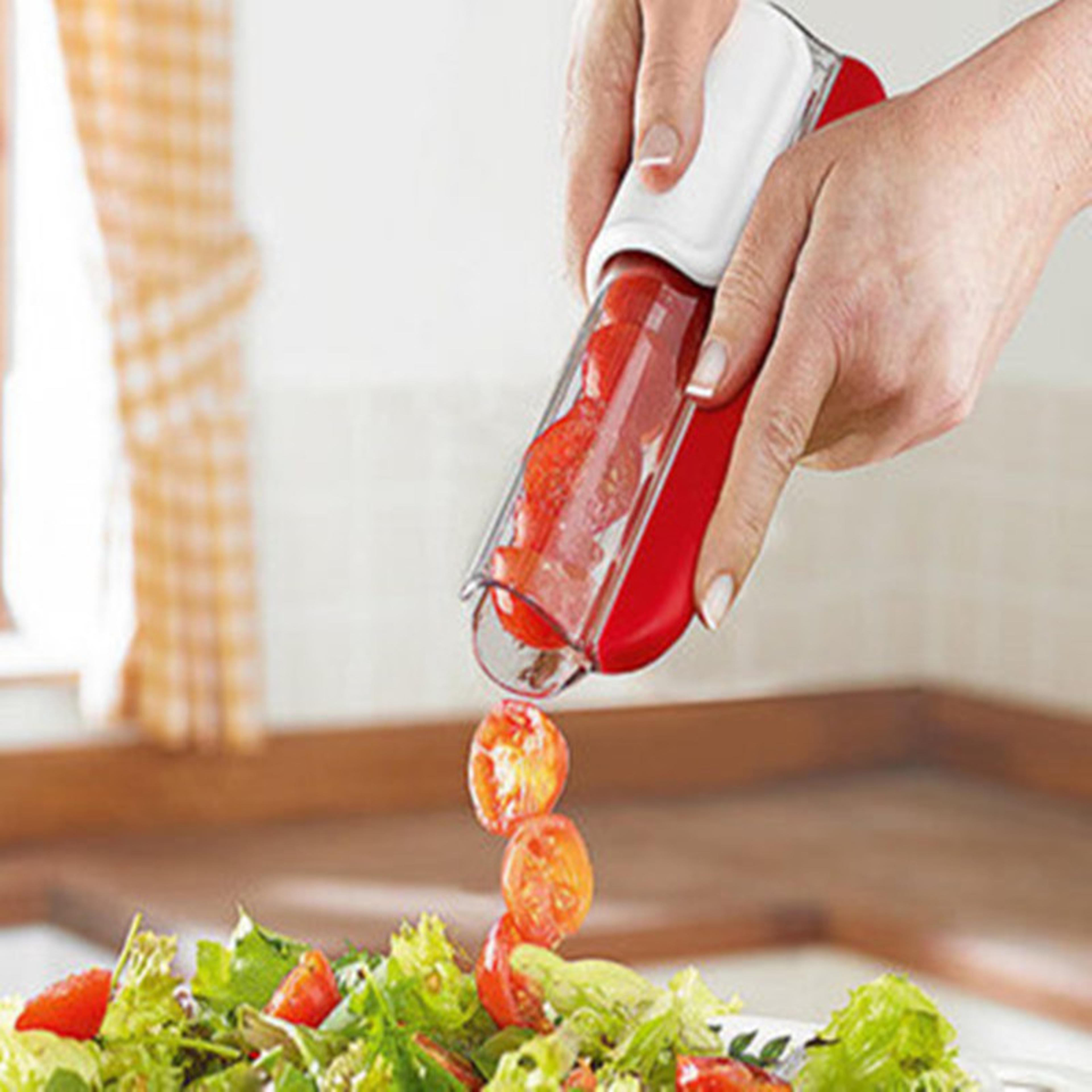 quickslice grape cutter & tomato slicer multi fruit cutter for salads, snacks & cake decoration