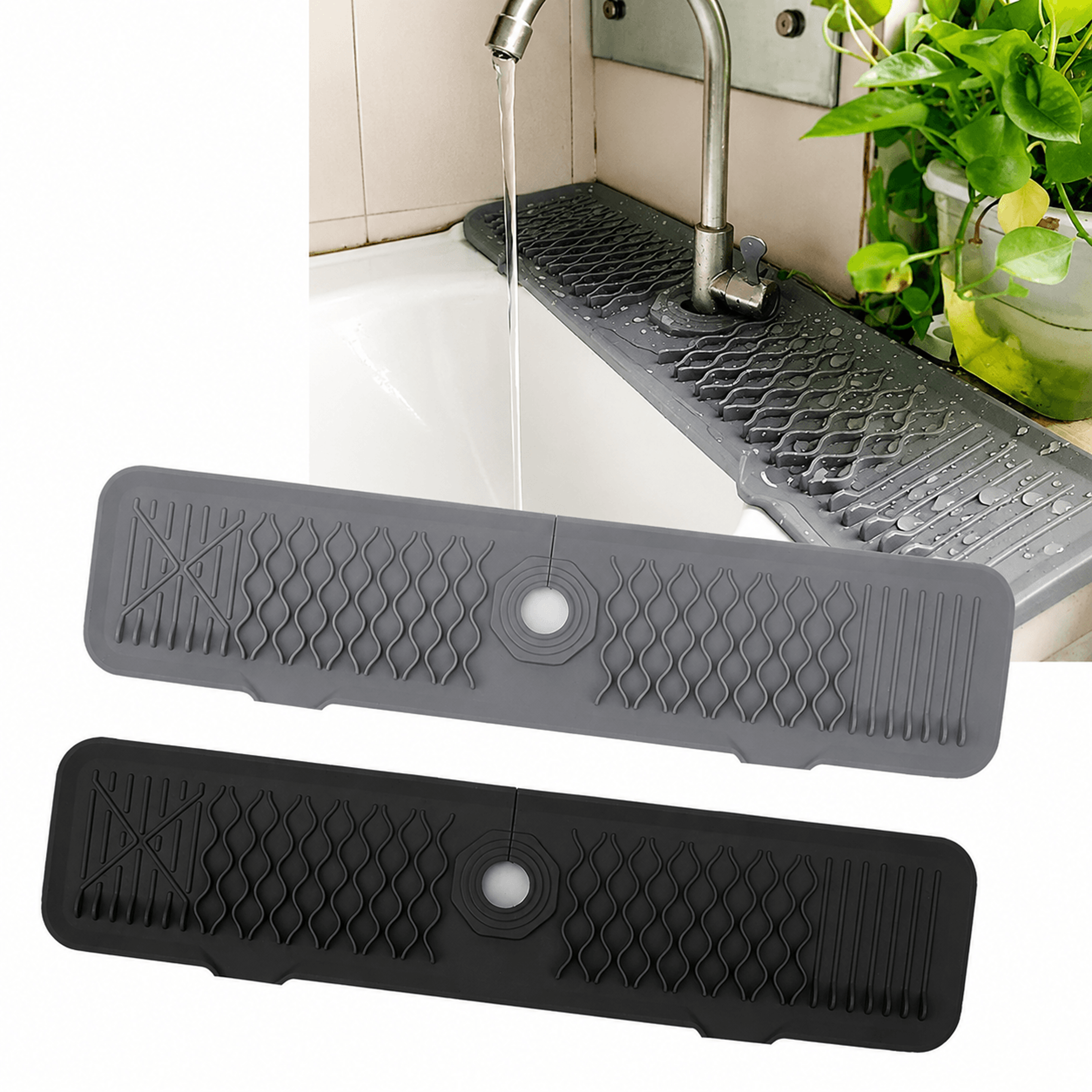 quick dry kitchen sink splash guard silicone faucet mat with drip catcher tray