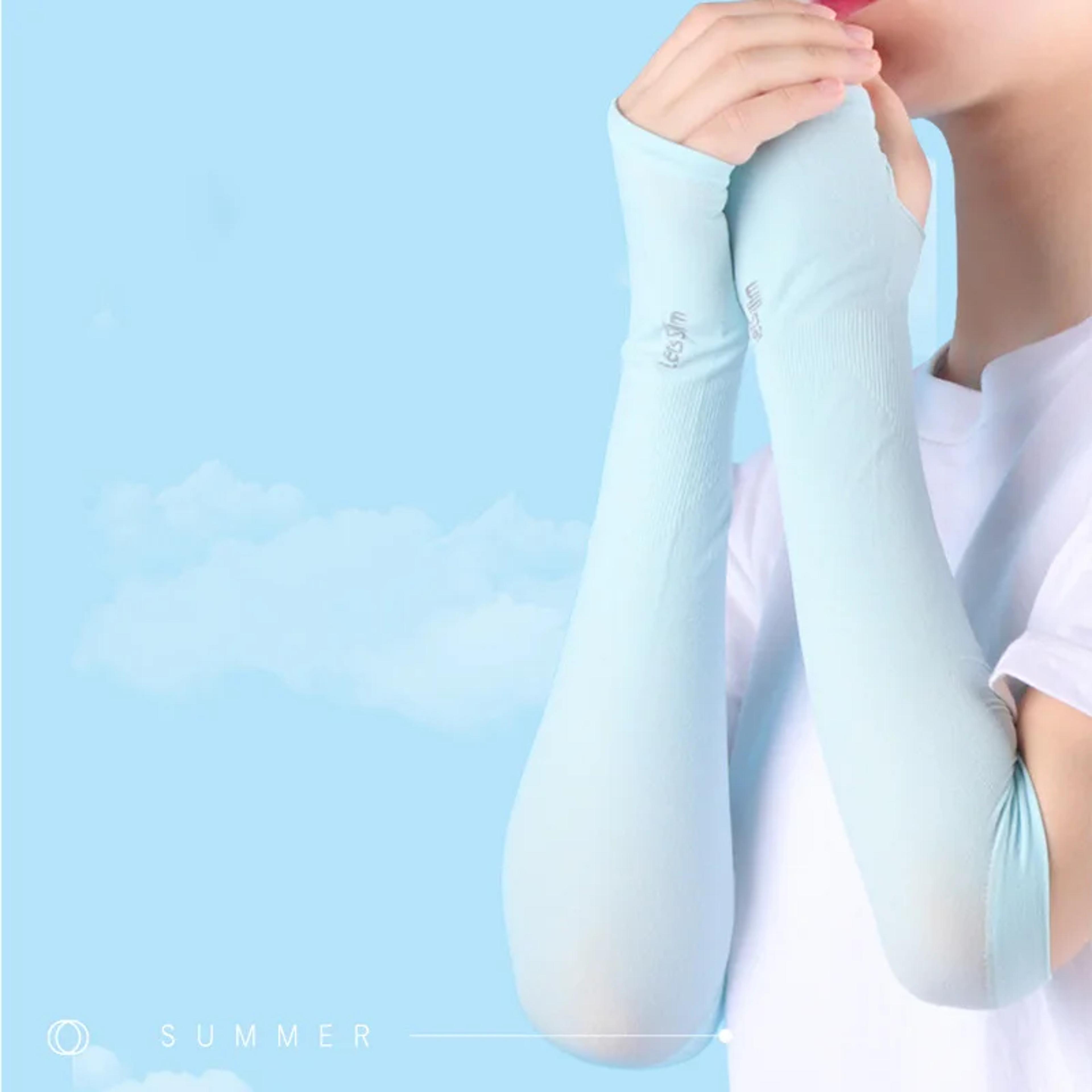 cooling uv arm sleeves for men & women ice silk sun protection fingerless cycling arm covers