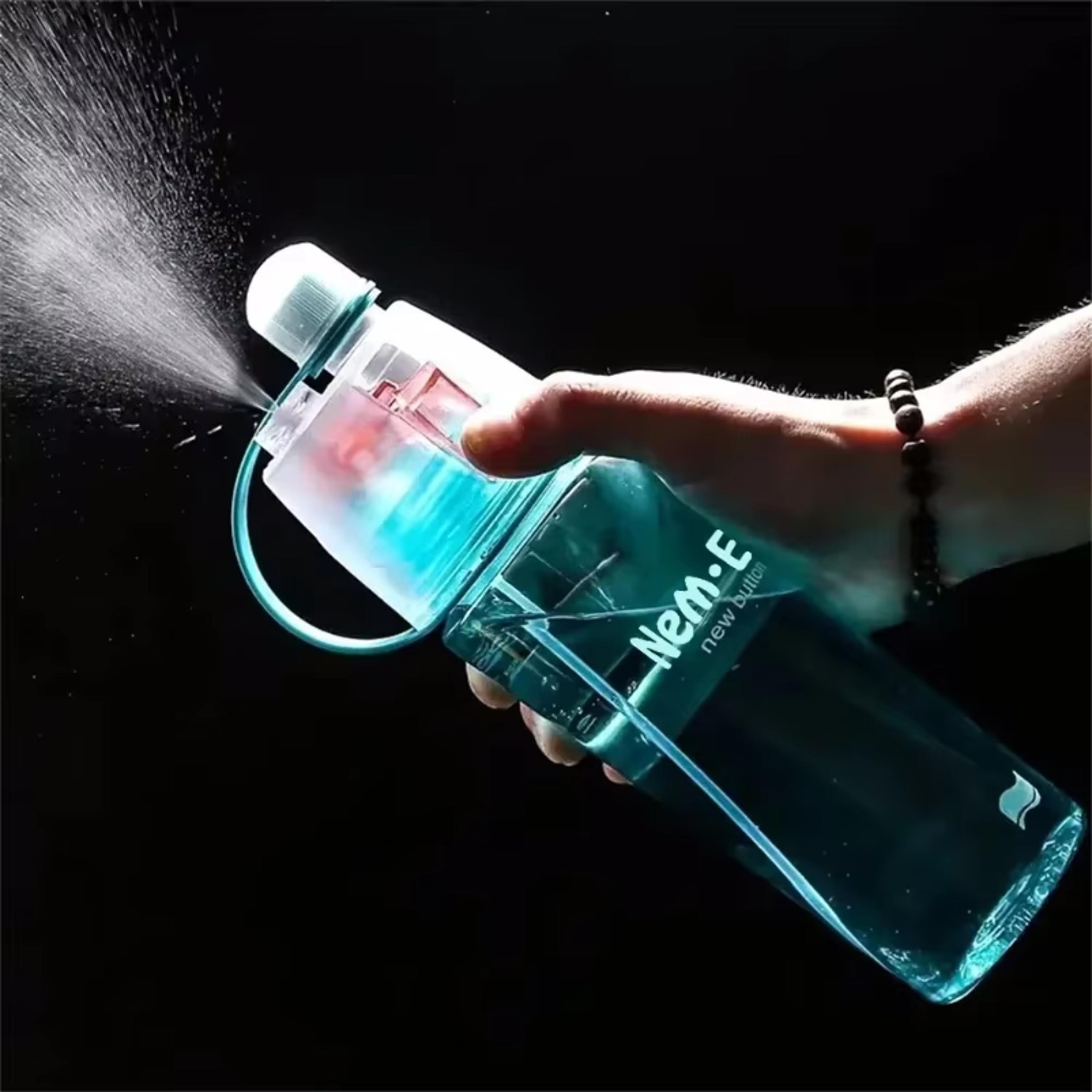 spray water bottle with straw portable misting sports water bottle for gym, travel & summer hydration
