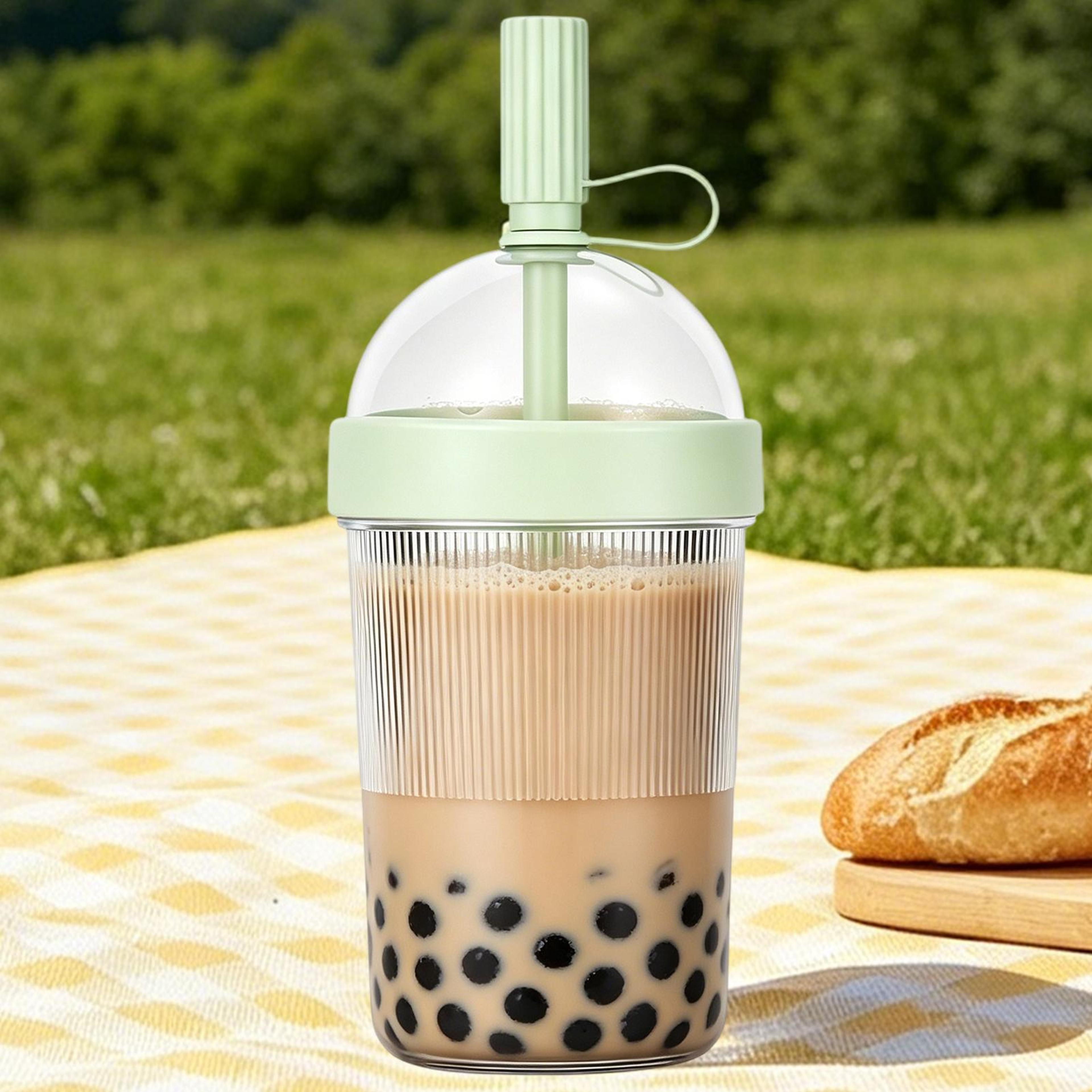 reusable coffee cup with lid & straw travel coffee mug for home office & on the go
