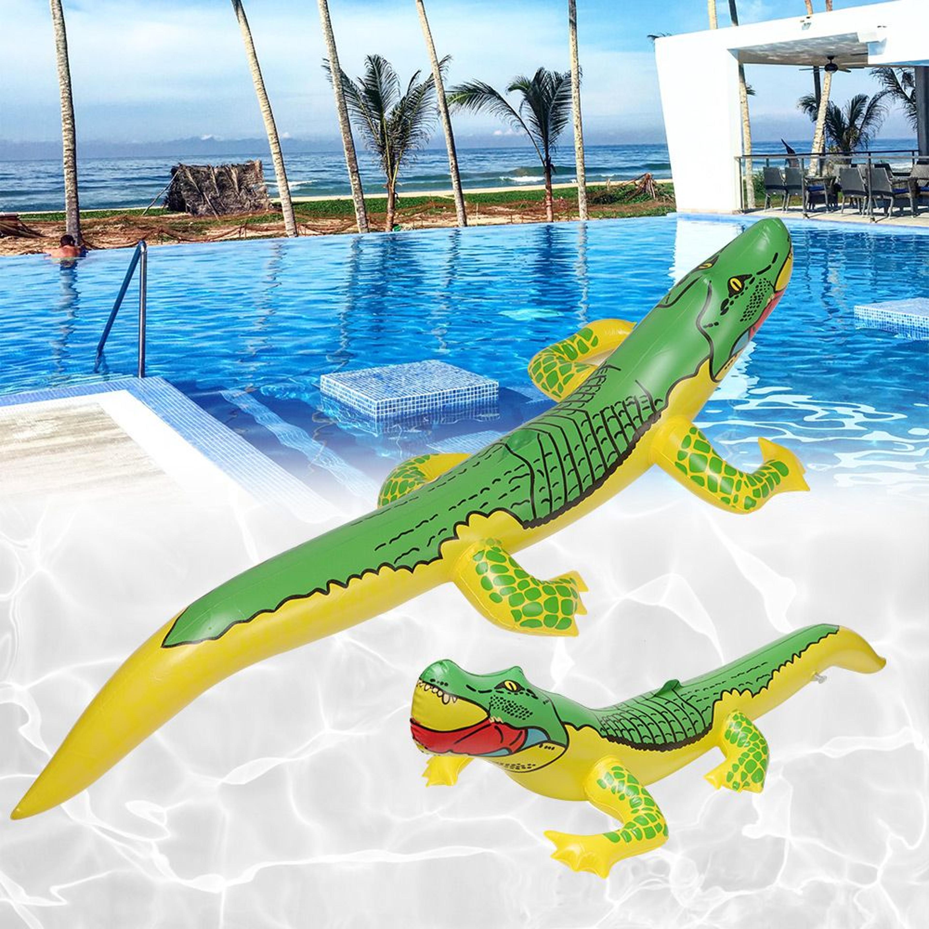 inflagator inflatable crocodile pool toy for beach, pool & summer water fun
