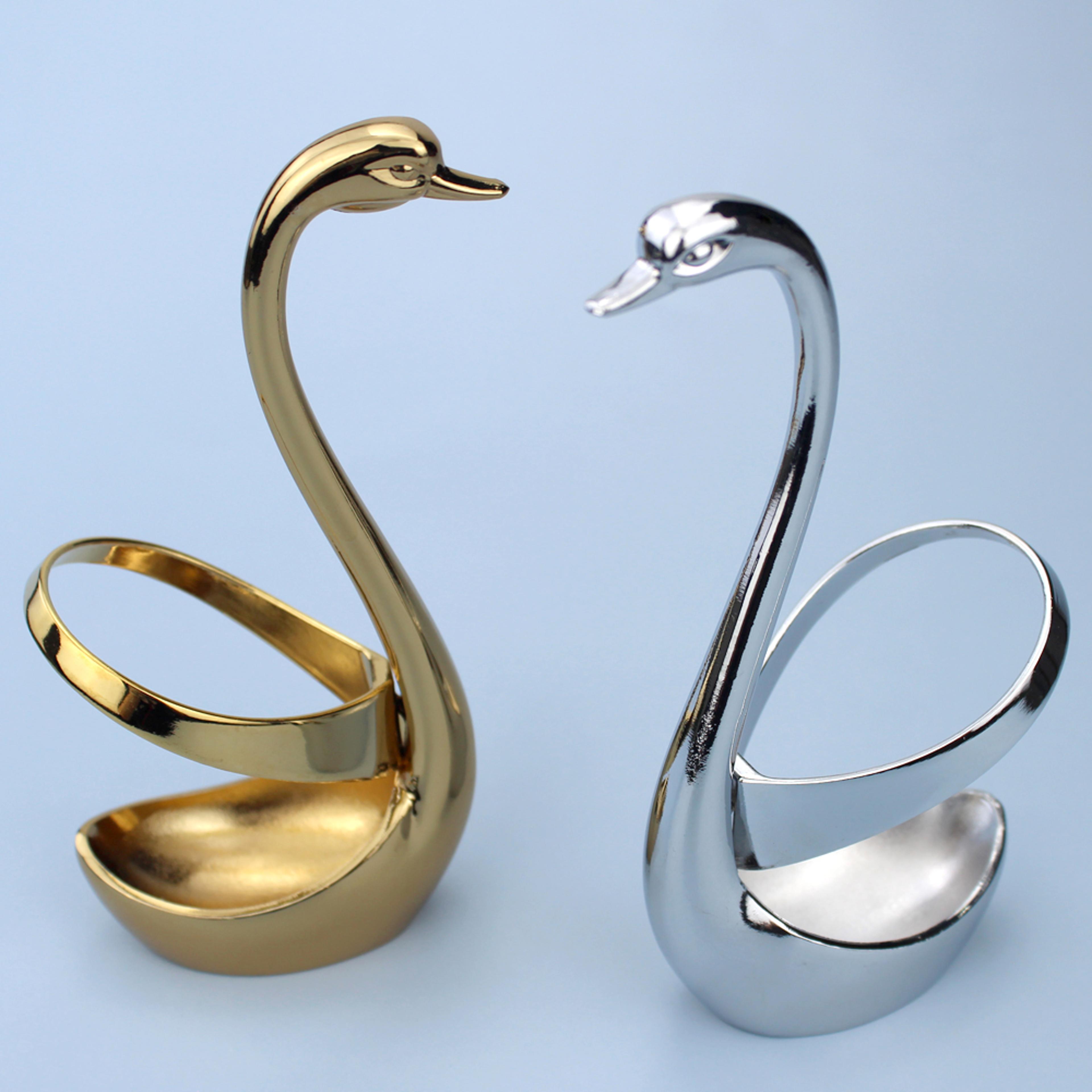 elegant swan cutlery holder zinc alloy tableware organizer for stylish dinings