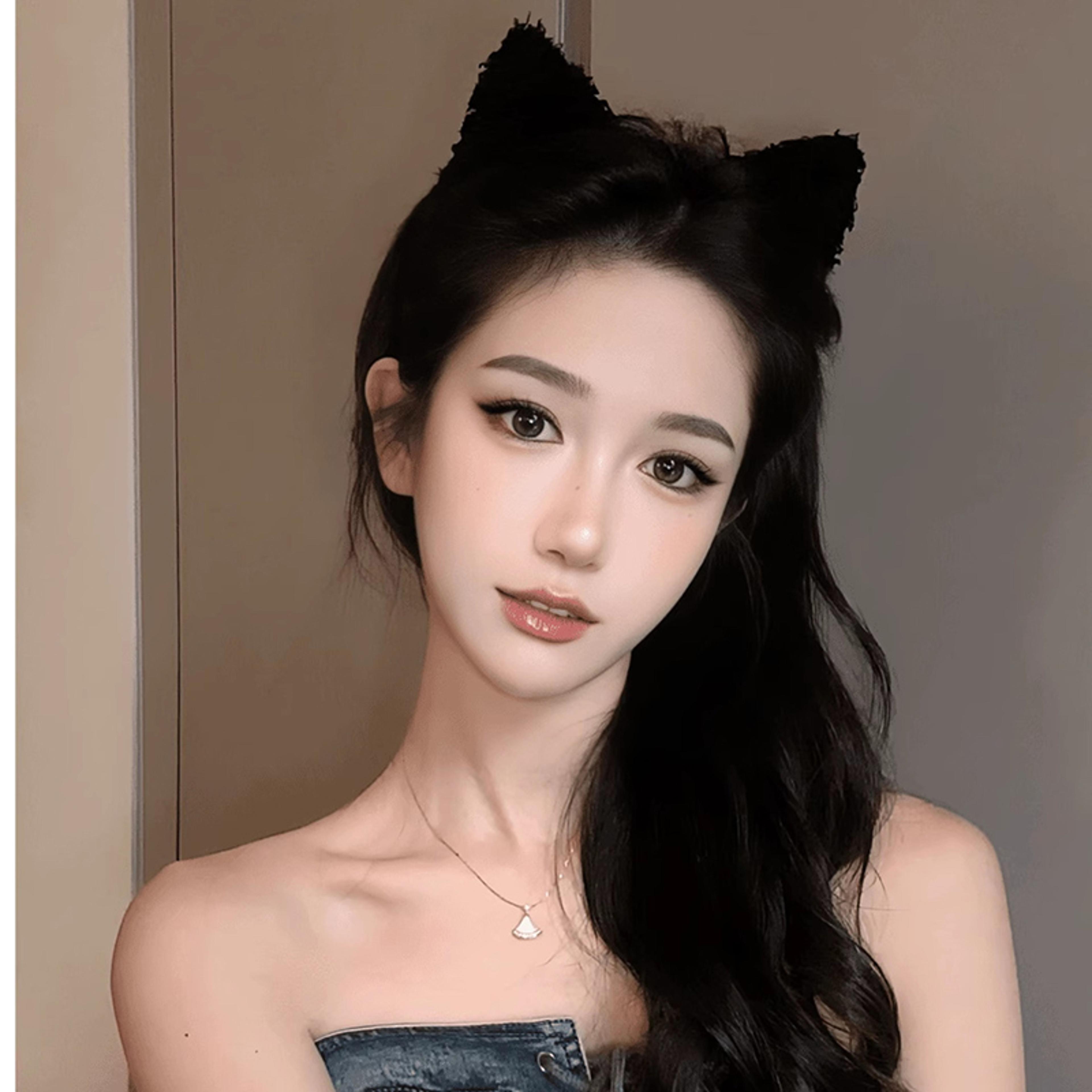 cute plush cat ears headband for women & girls soft kawaii hair accessory